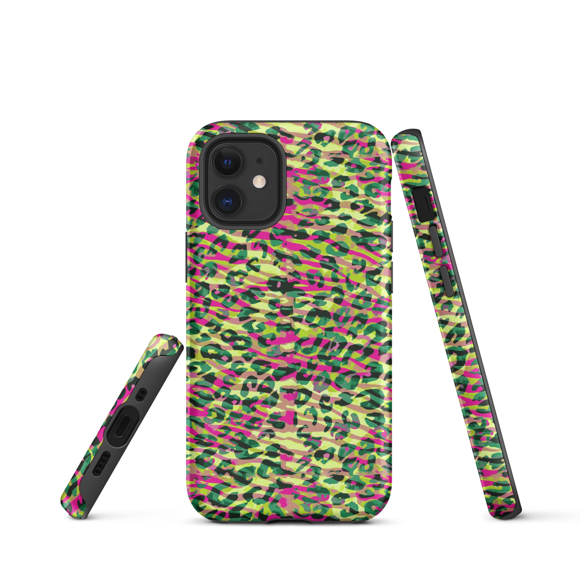 Tough Case for iPhone® Zebra and Leopard Print Magenta with Yellow