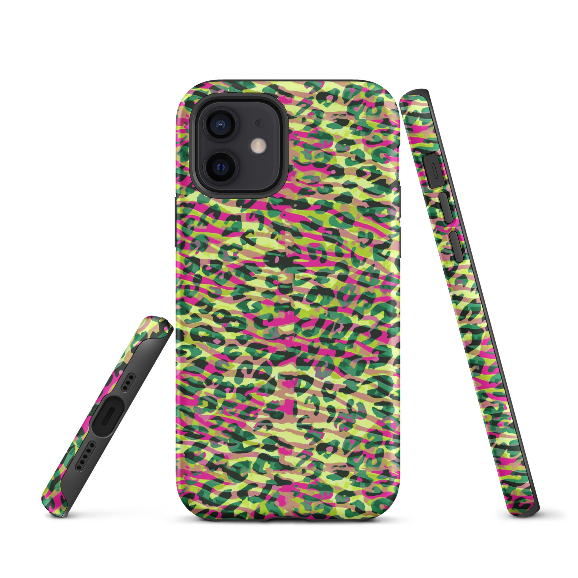 Tough Case for iPhone® Zebra and Leopard Print Magenta with Yellow