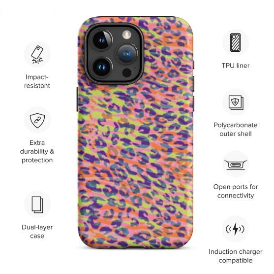 Tough Case for iPhone® Zebra and Leopard Print Orange with Yellow