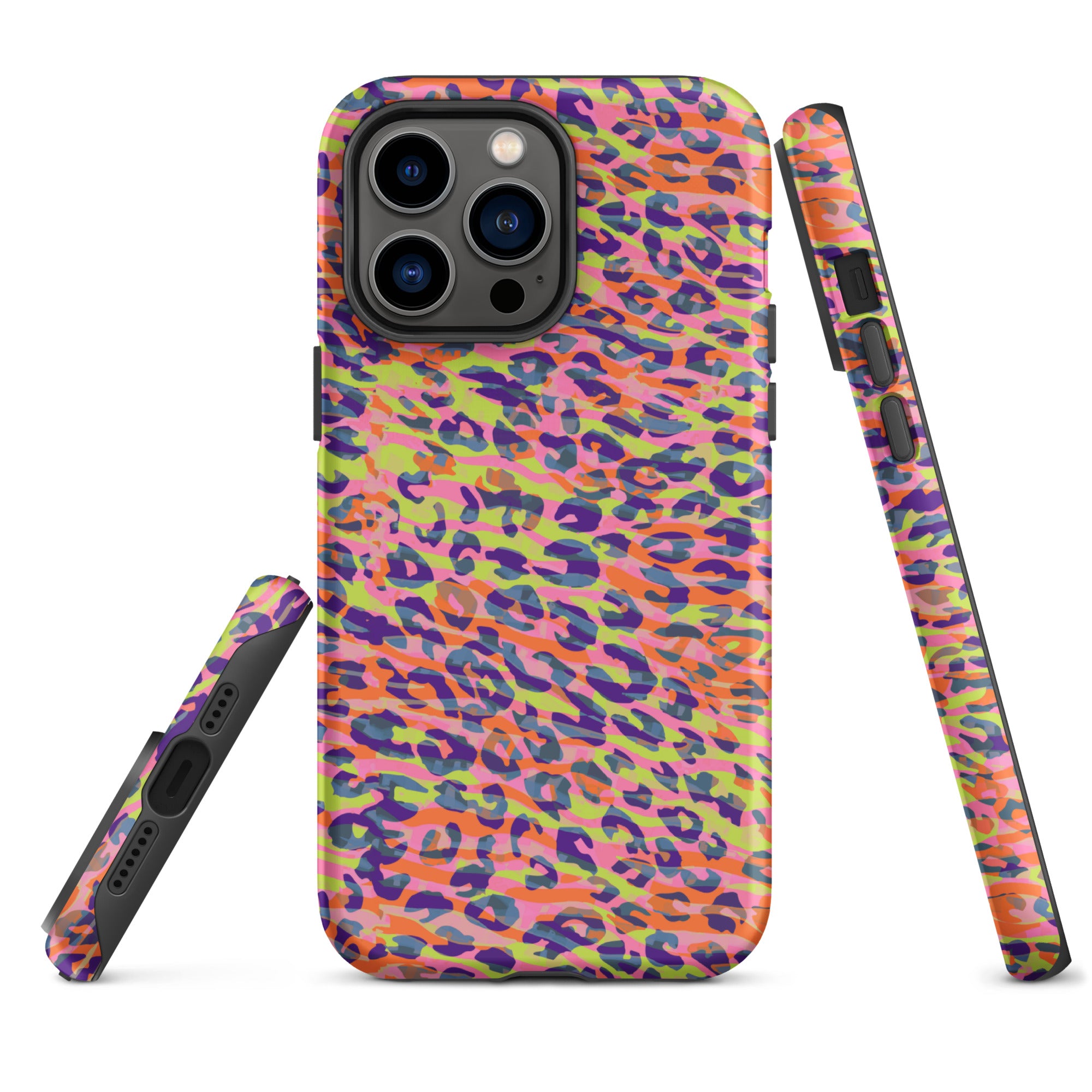 Tough Case for iPhone® Zebra and Leopard Print Orange with Yellow