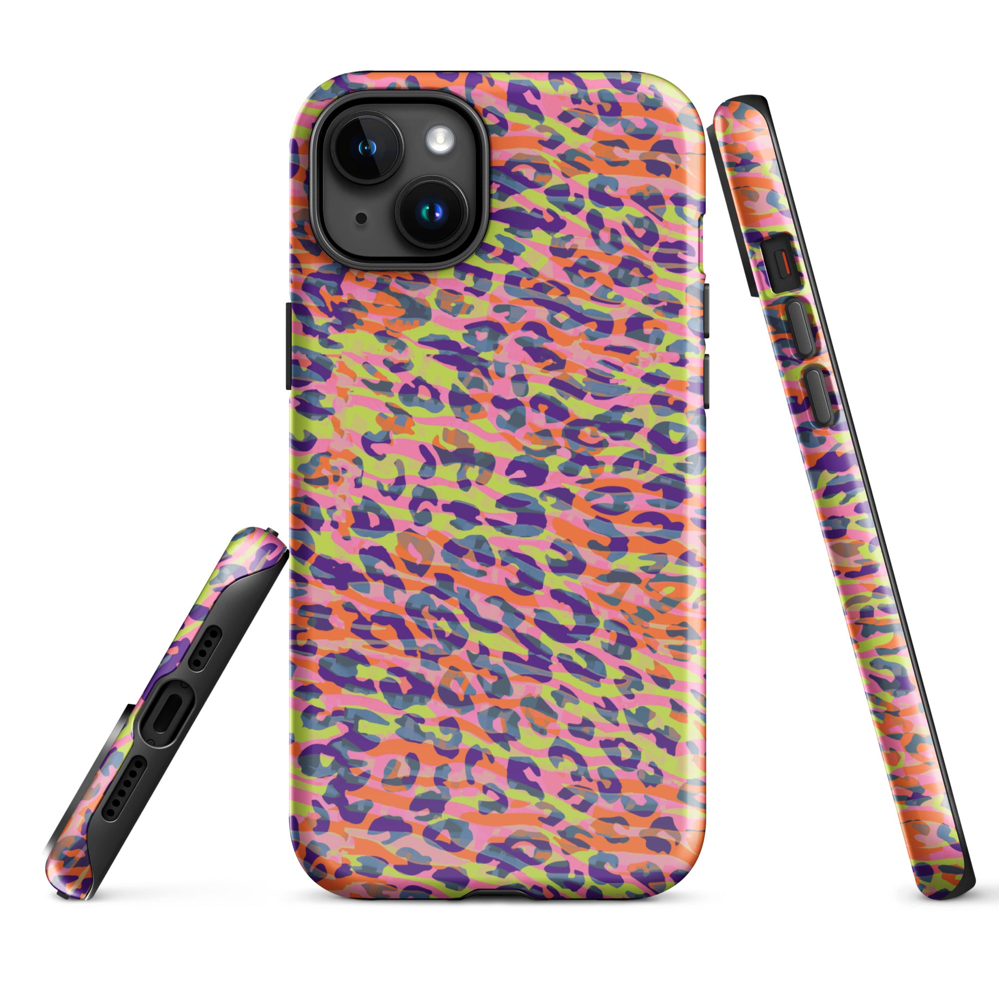 Tough Case for iPhone® Zebra and Leopard Print Orange with Yellow