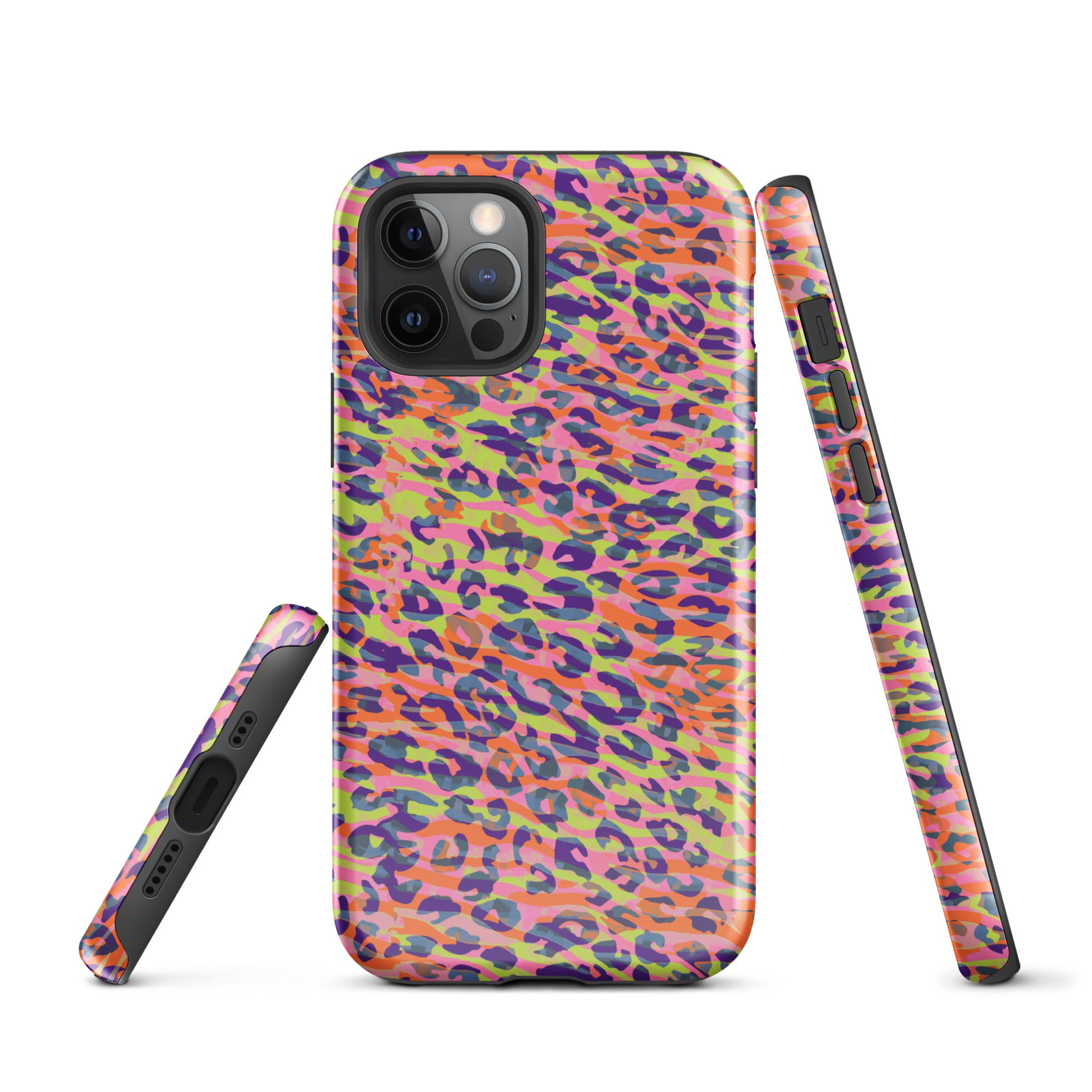 Tough Case for iPhone® Zebra and Leopard Print Orange with Yellow