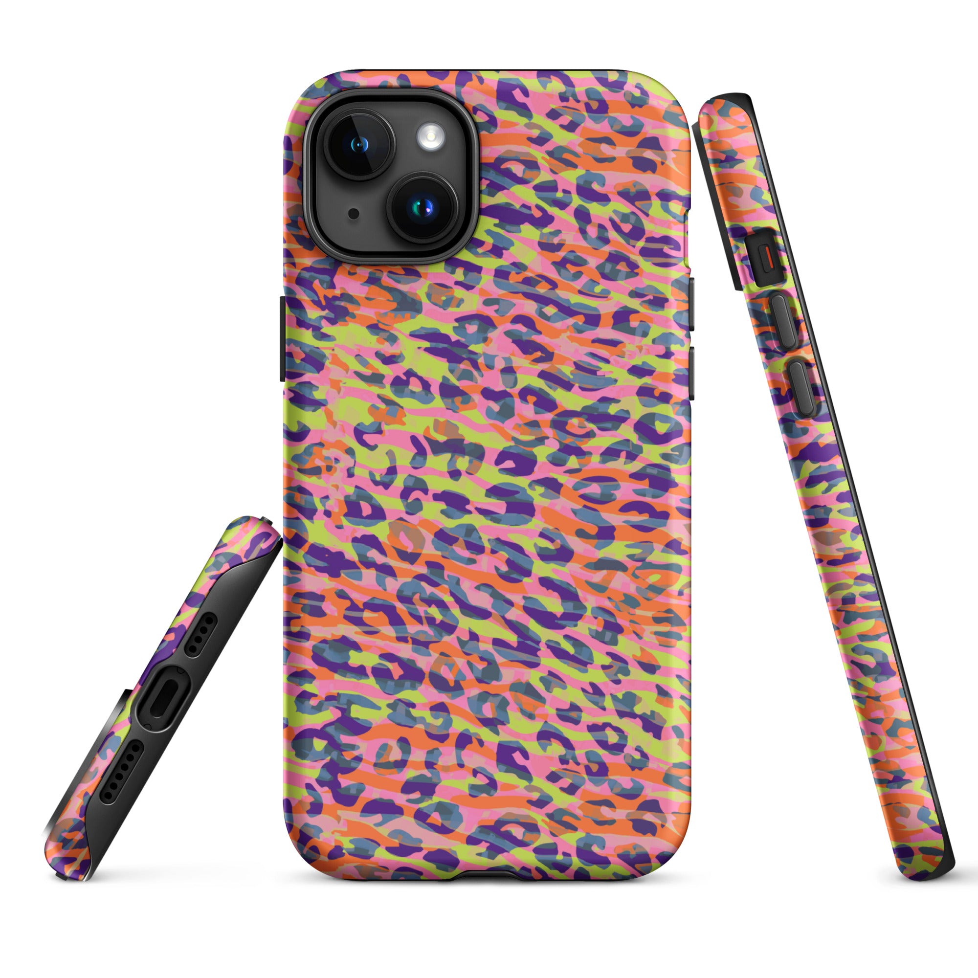 Tough Case for iPhone® Zebra and Leopard Print Orange with Yellow