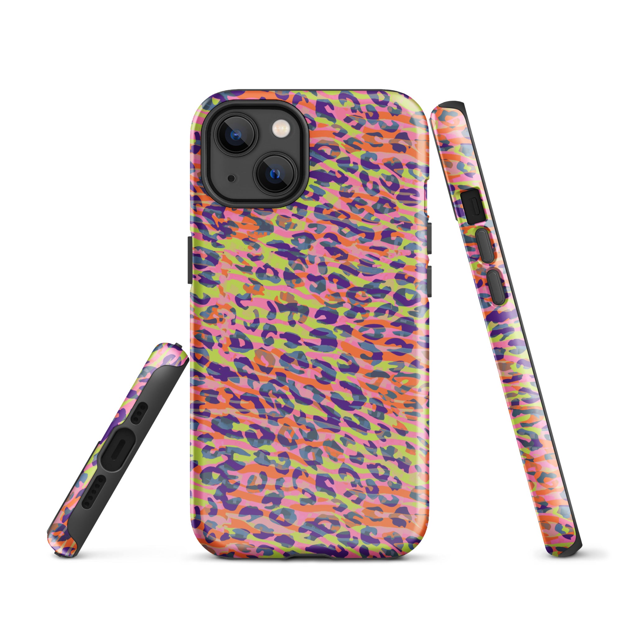 Tough Case for iPhone® Zebra and Leopard Print Orange with Yellow