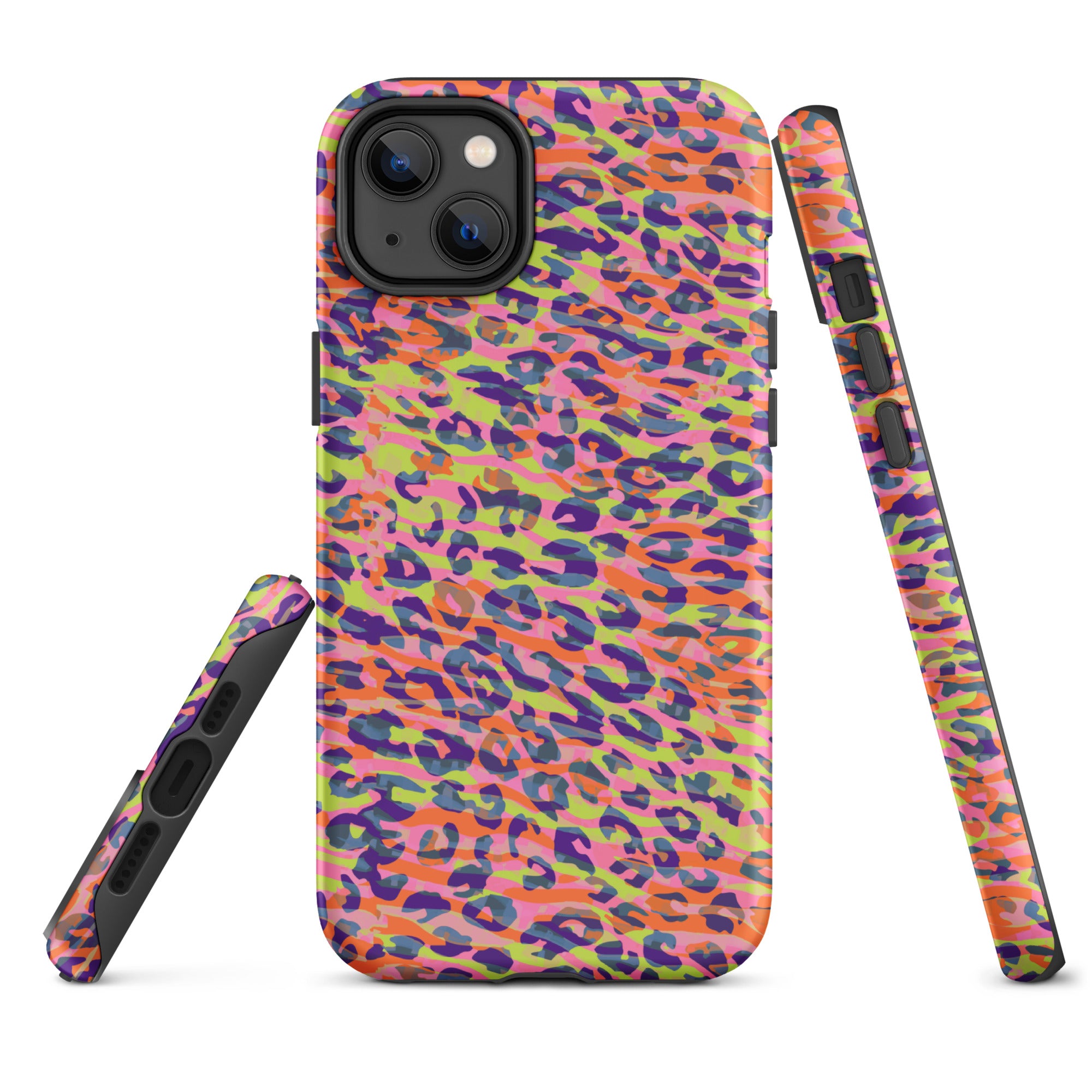 Tough Case for iPhone® Zebra and Leopard Print Orange with Yellow