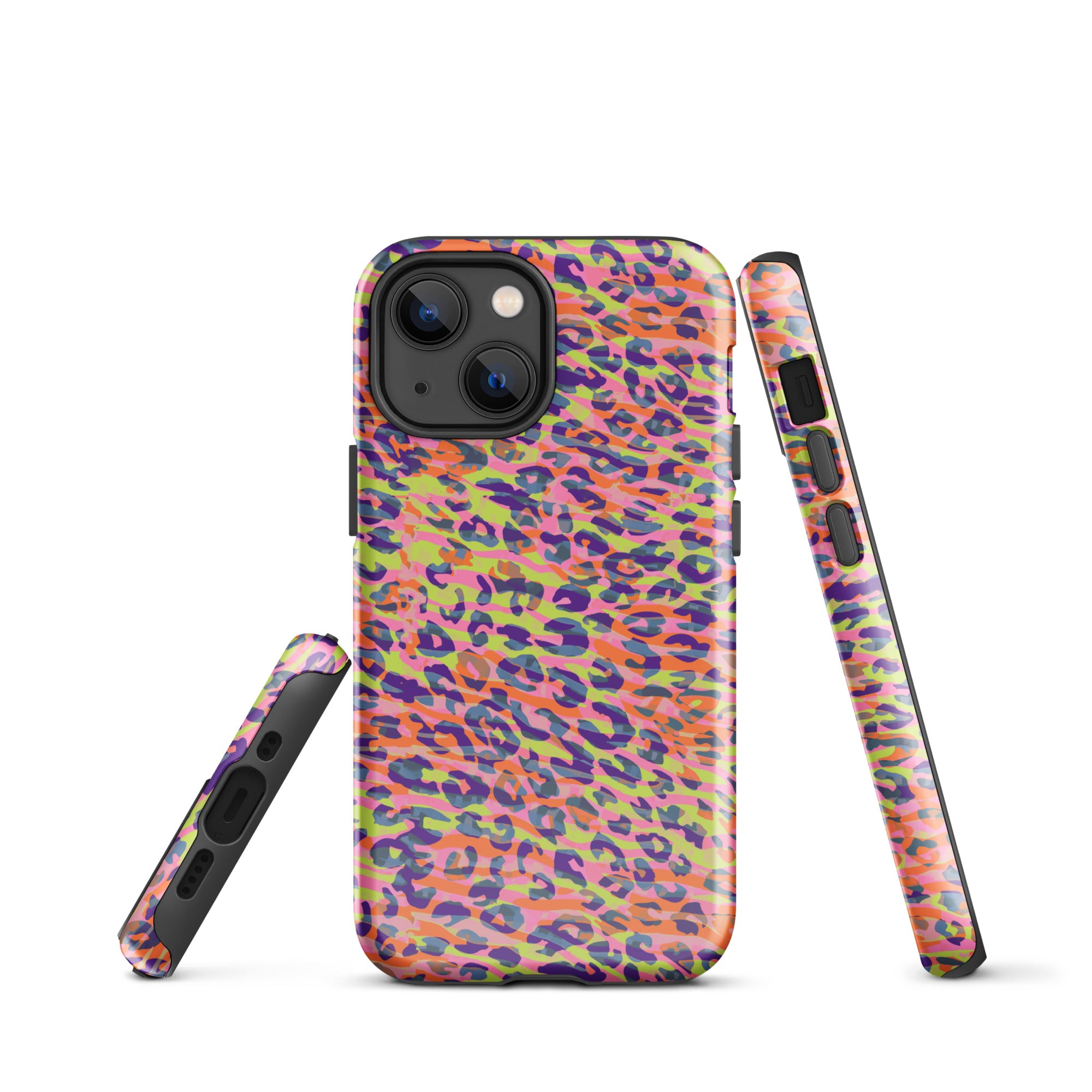 Tough Case for iPhone® Zebra and Leopard Print Orange with Yellow