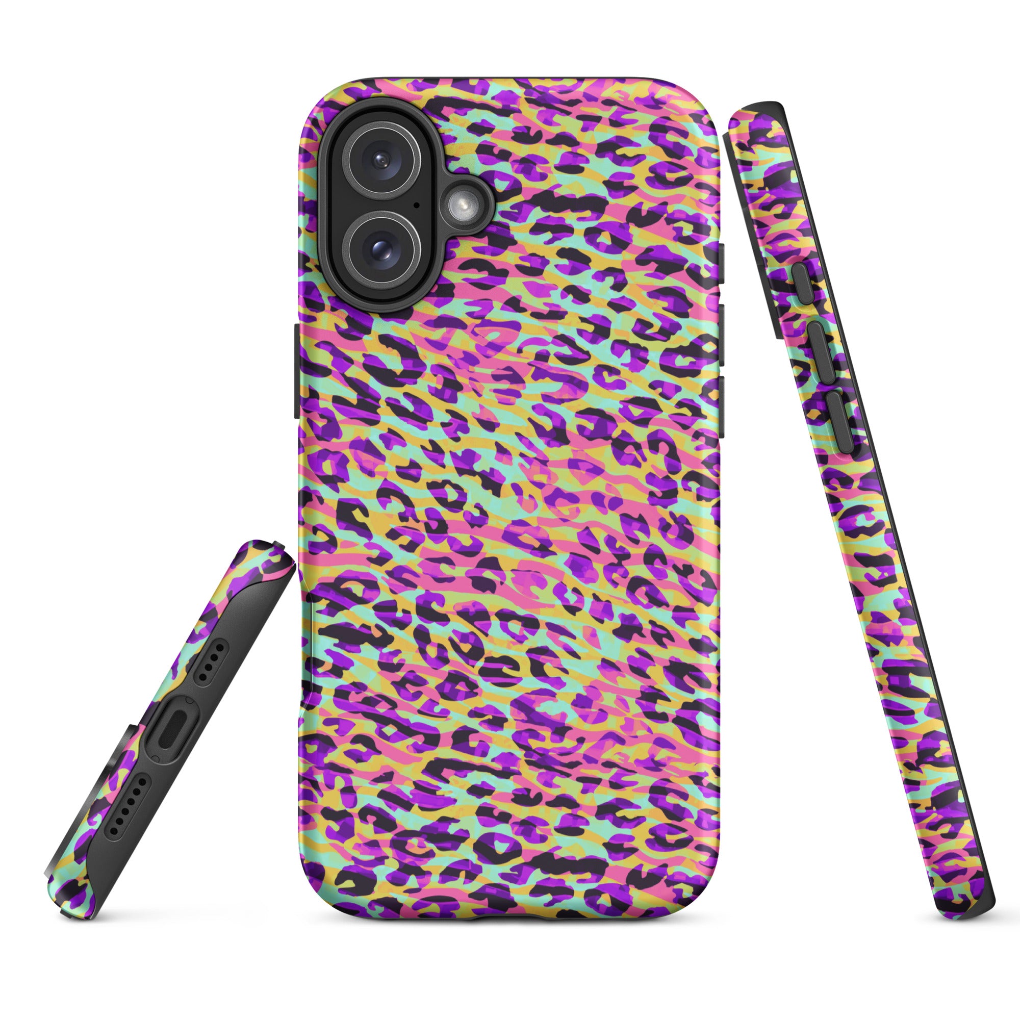Tough Case for iPhone® Zebra and Leopard Print Pink with Yellow