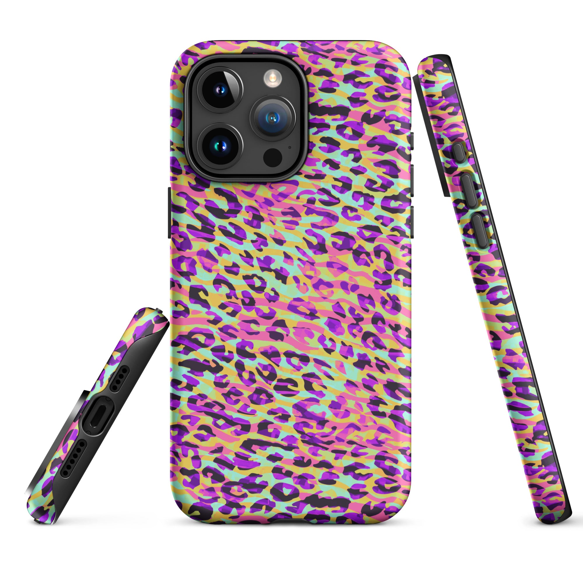 Tough Case for iPhone® Zebra and Leopard Print Pink with Yellow