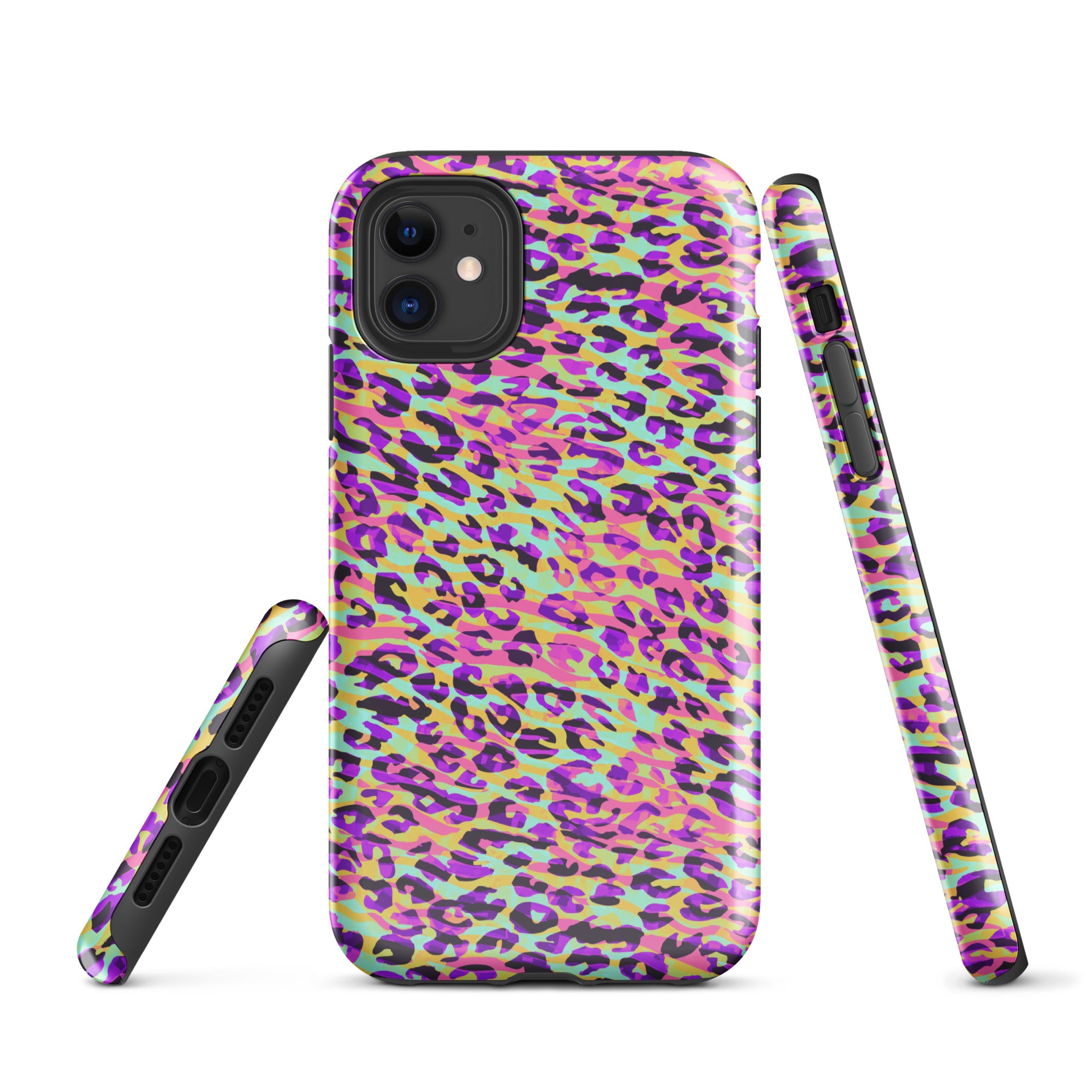 Tough Case for iPhone® Zebra and Leopard Print Pink with Yellow