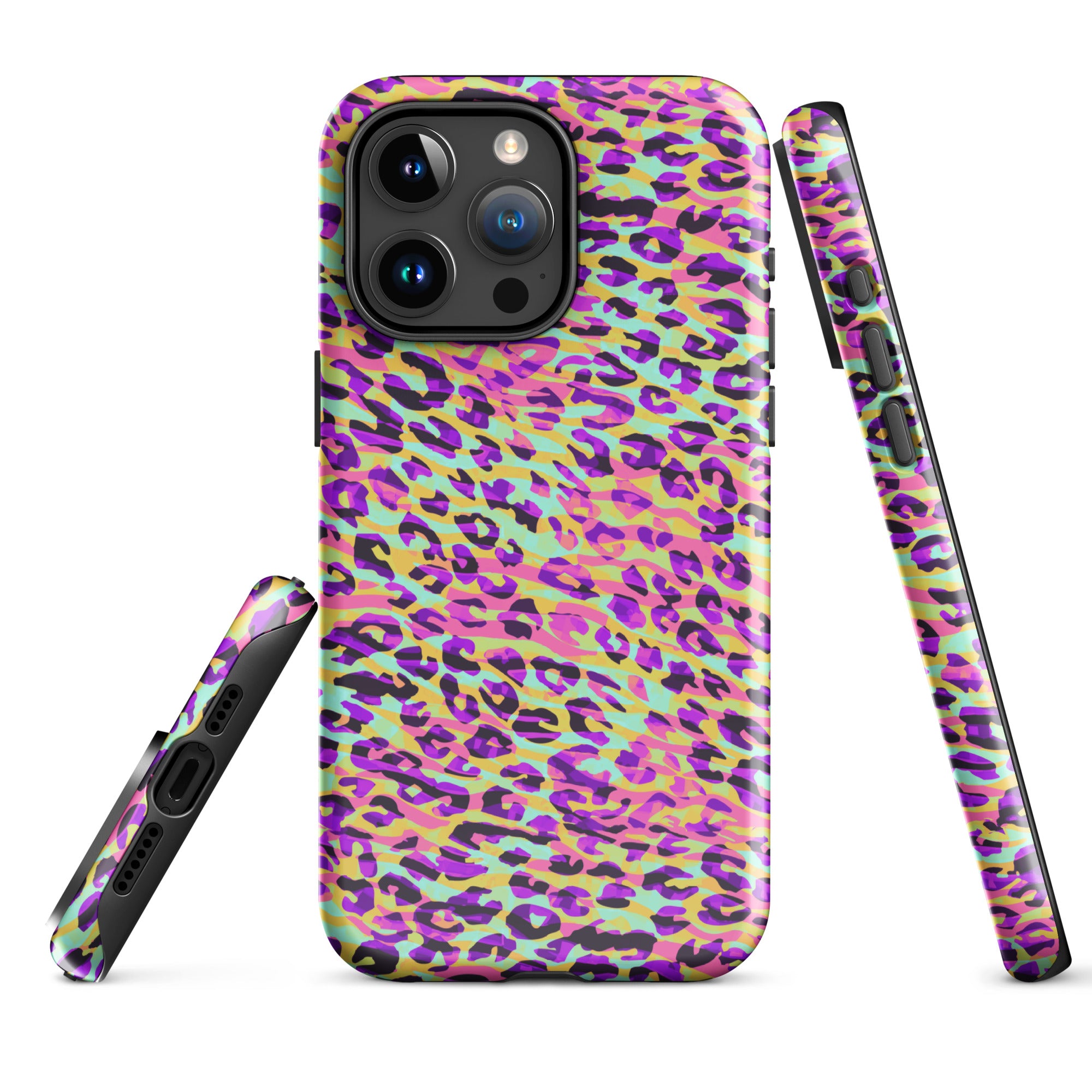 Tough Case for iPhone® Zebra and Leopard Print Pink with Yellow