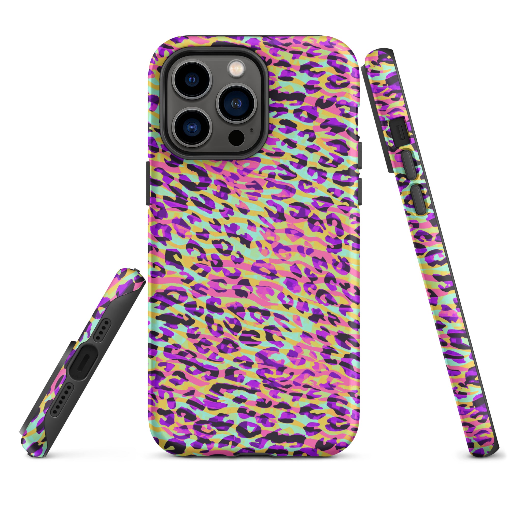 Tough Case for iPhone® Zebra and Leopard Print Pink with Yellow