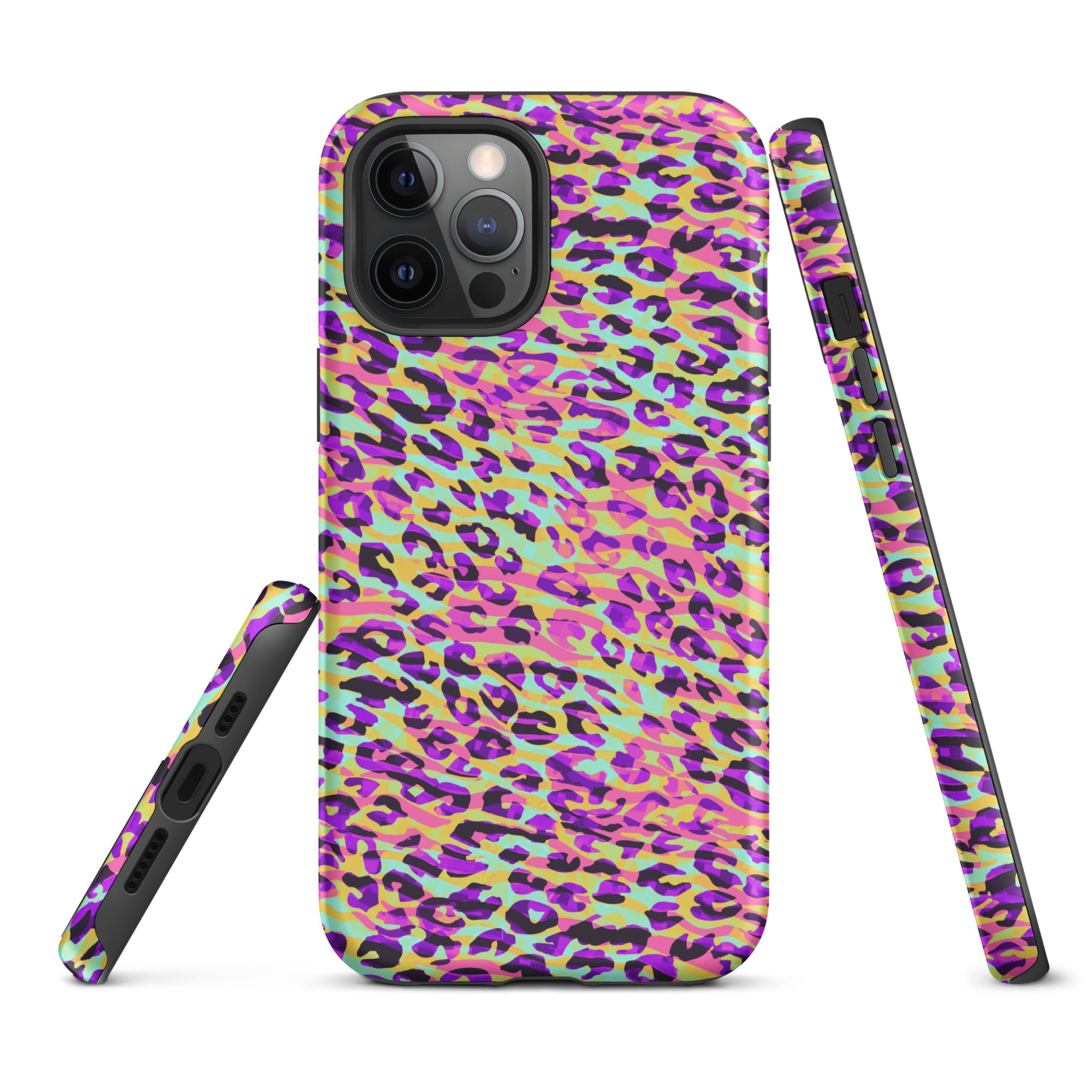 Tough Case for iPhone® Zebra and Leopard Print Pink with Yellow