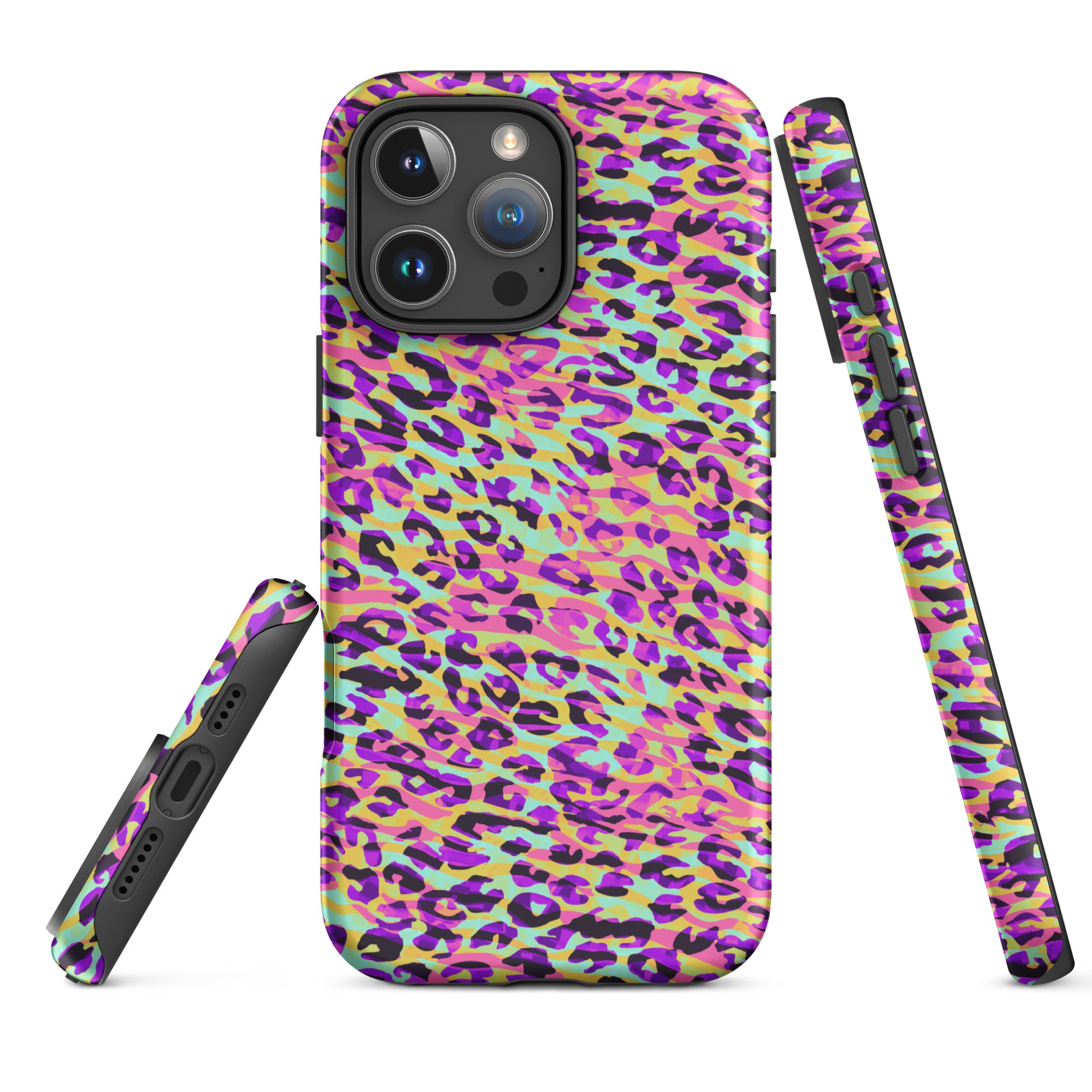 Tough Case for iPhone® Zebra and Leopard Print Pink with Yellow