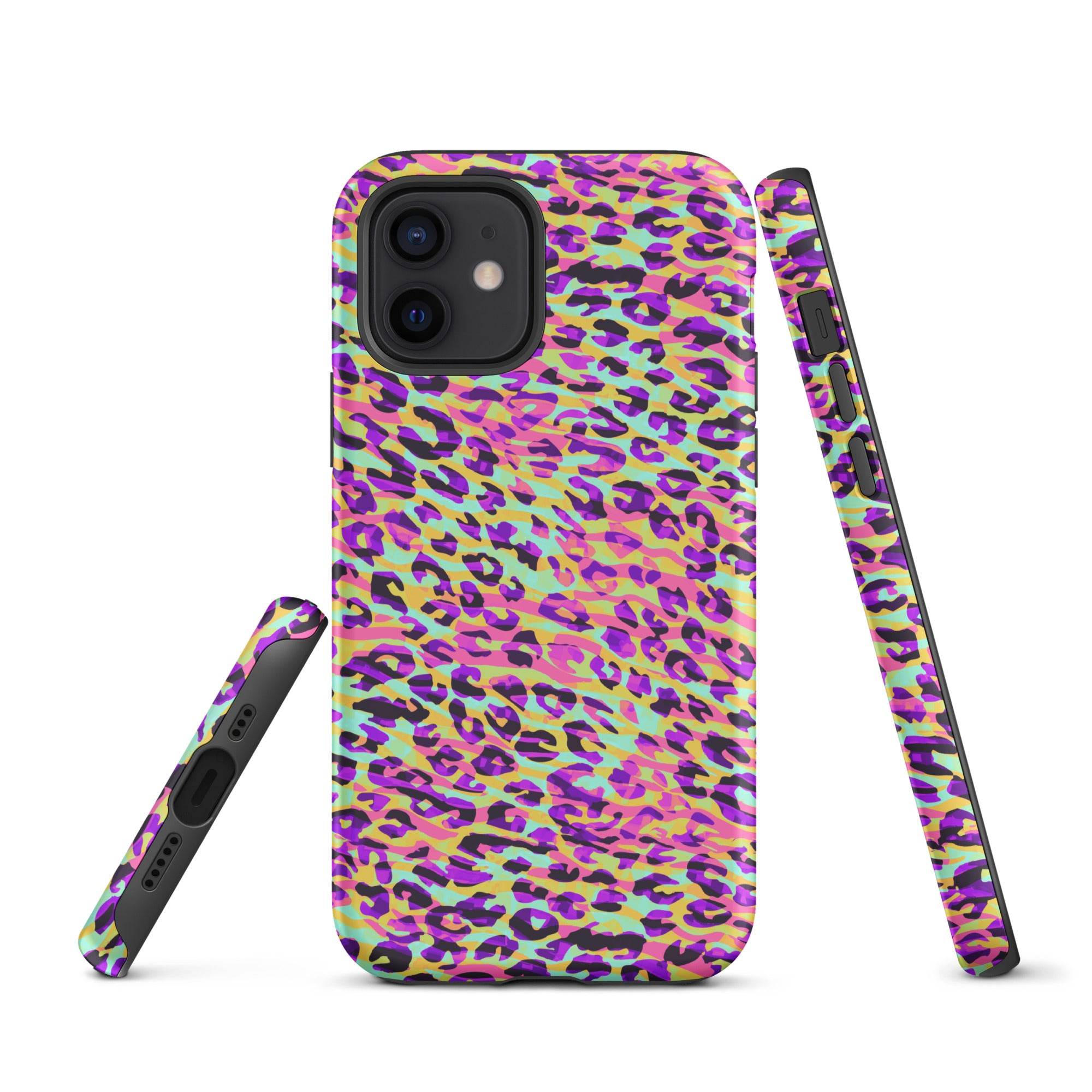 Tough Case for iPhone® Zebra and Leopard Print Pink with Yellow