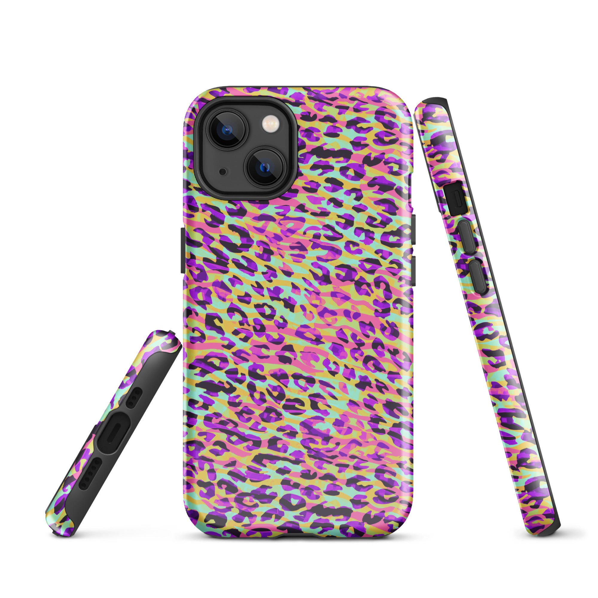 Tough Case for iPhone® Zebra and Leopard Print Pink with Yellow