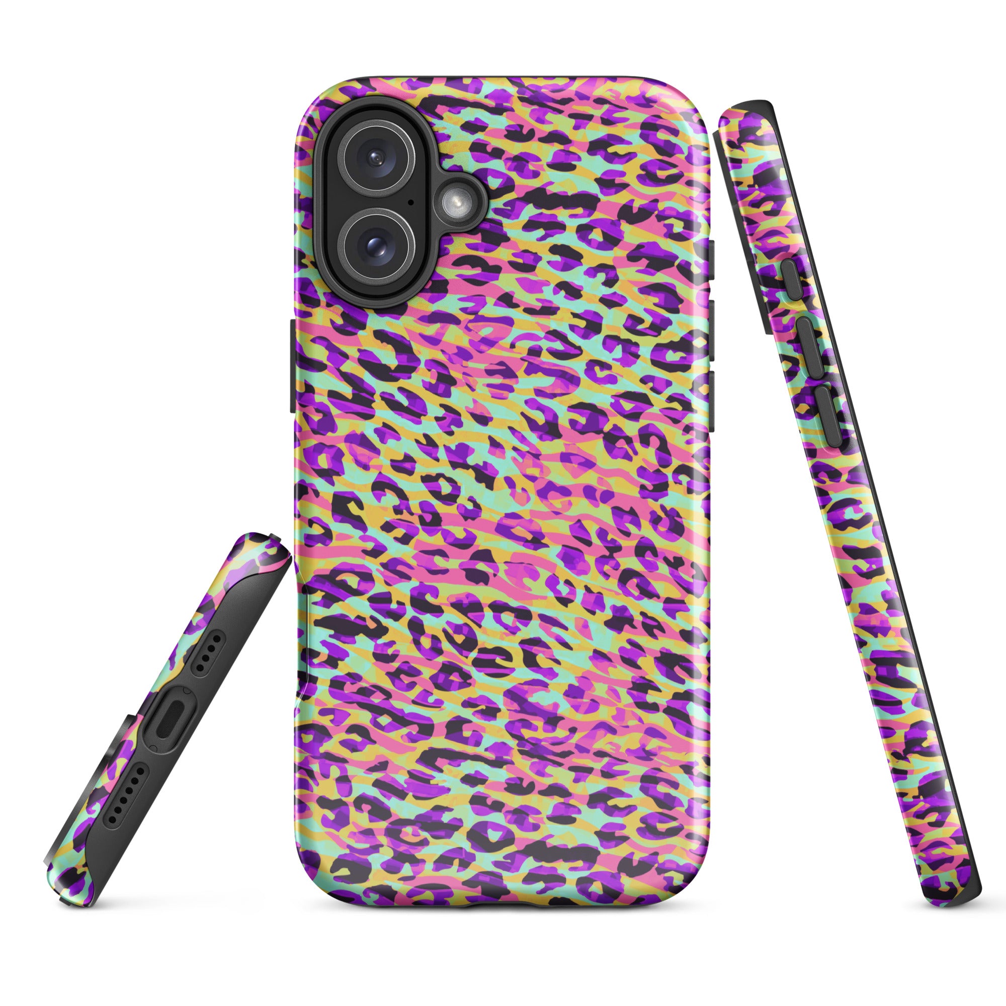 Tough Case for iPhone® Zebra and Leopard Print Pink with Yellow