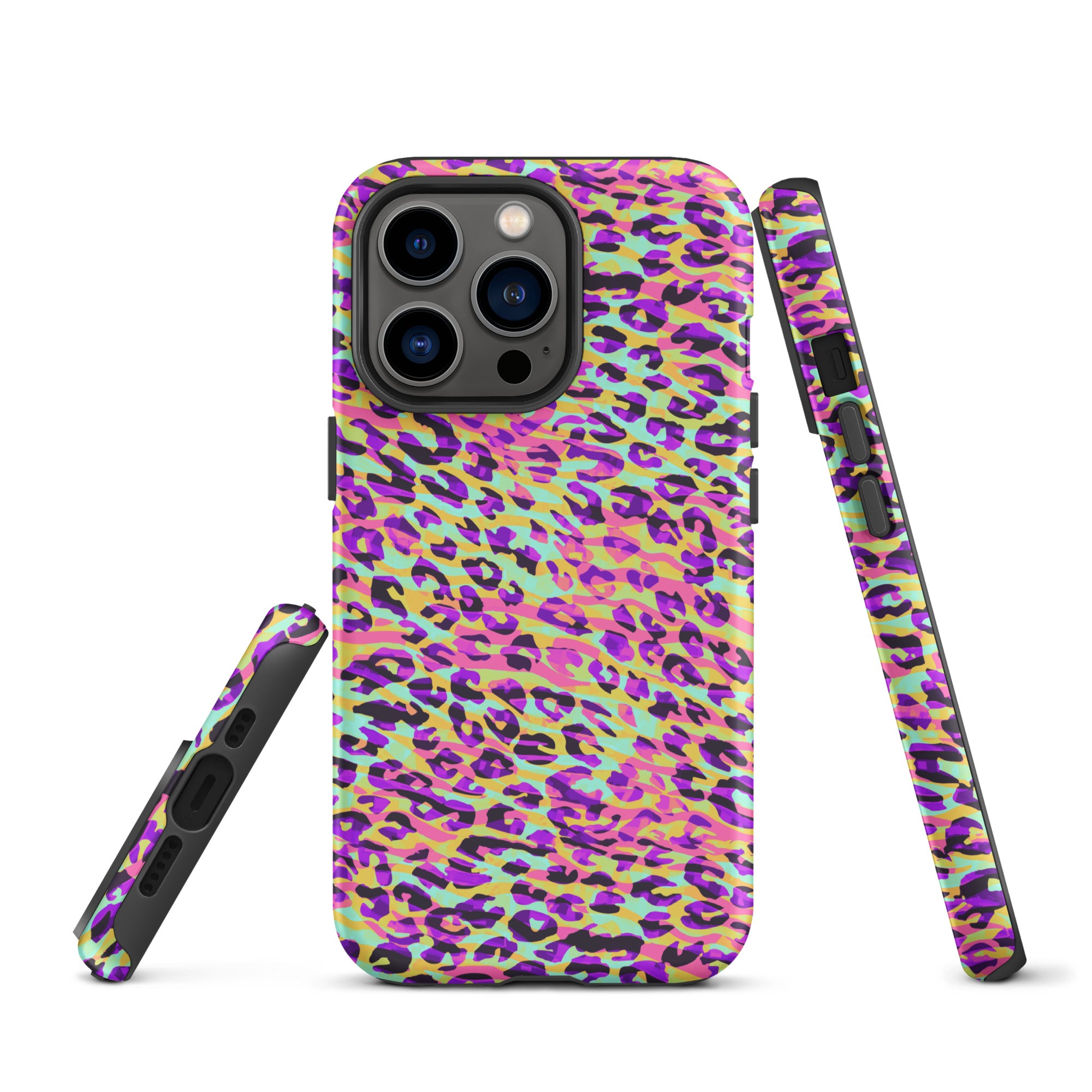 Tough Case for iPhone® Zebra and Leopard Print Pink with Yellow