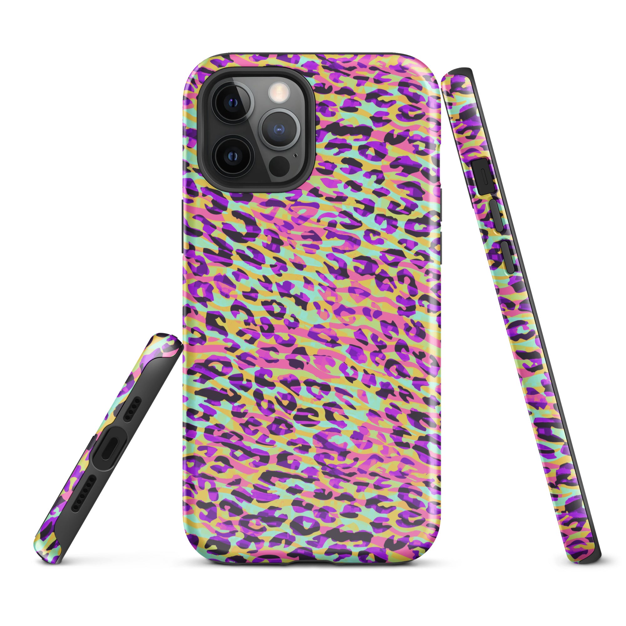 Tough Case for iPhone® Zebra and Leopard Print Pink with Yellow
