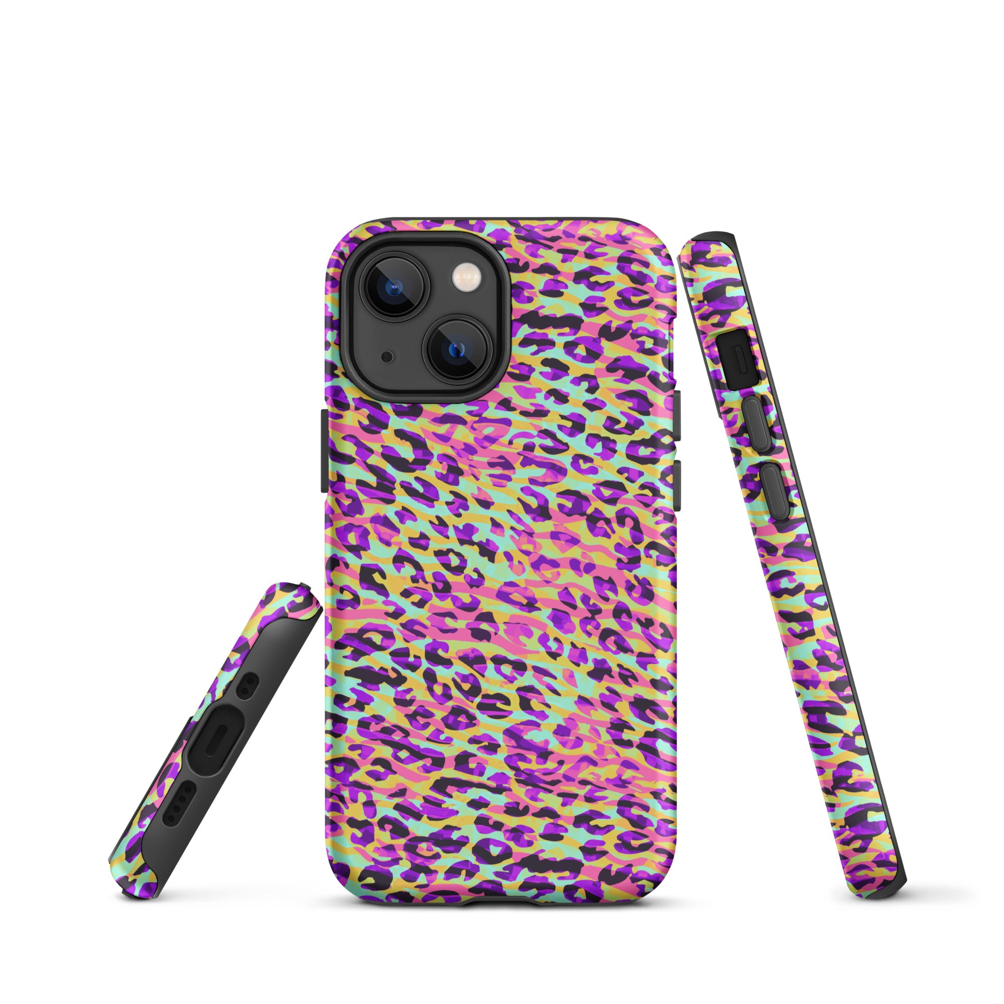Tough Case for iPhone® Zebra and Leopard Print Pink with Yellow