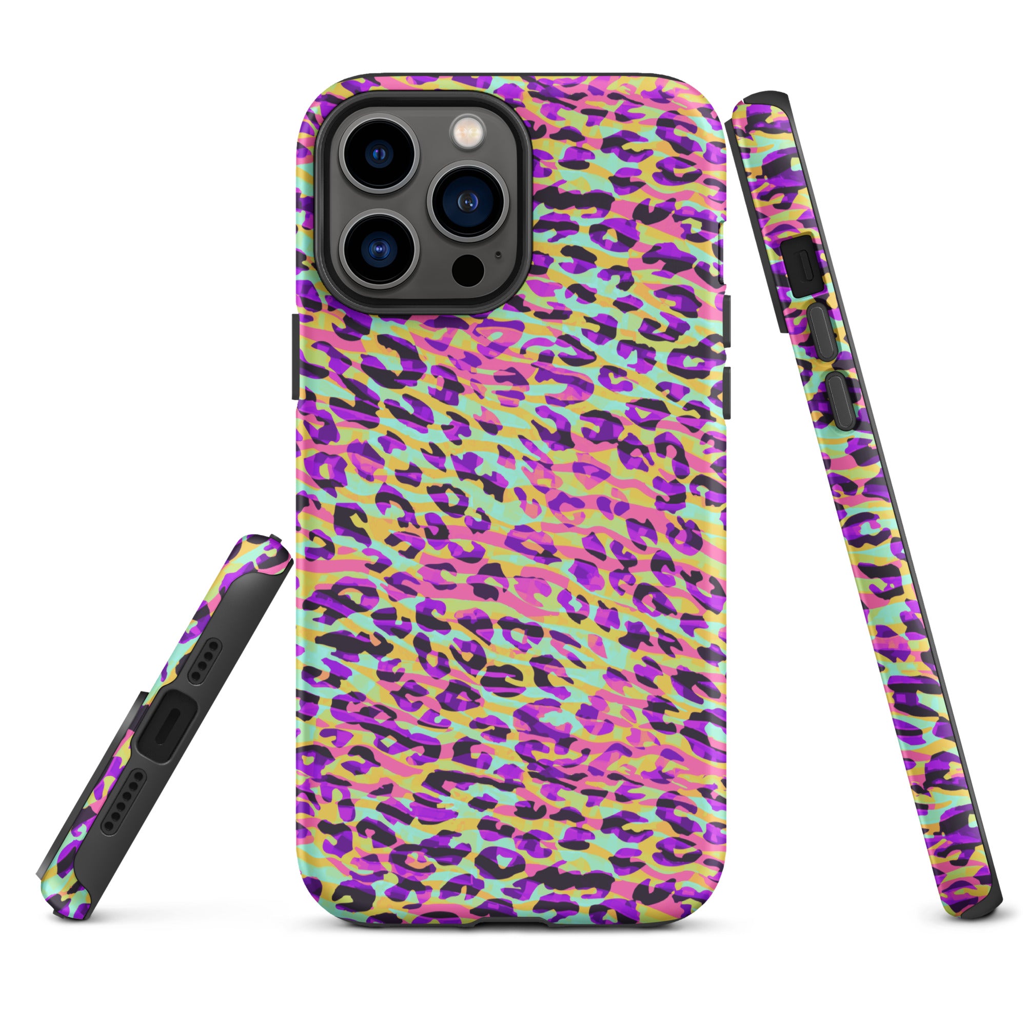 Tough Case for iPhone® Zebra and Leopard Print Pink with Yellow