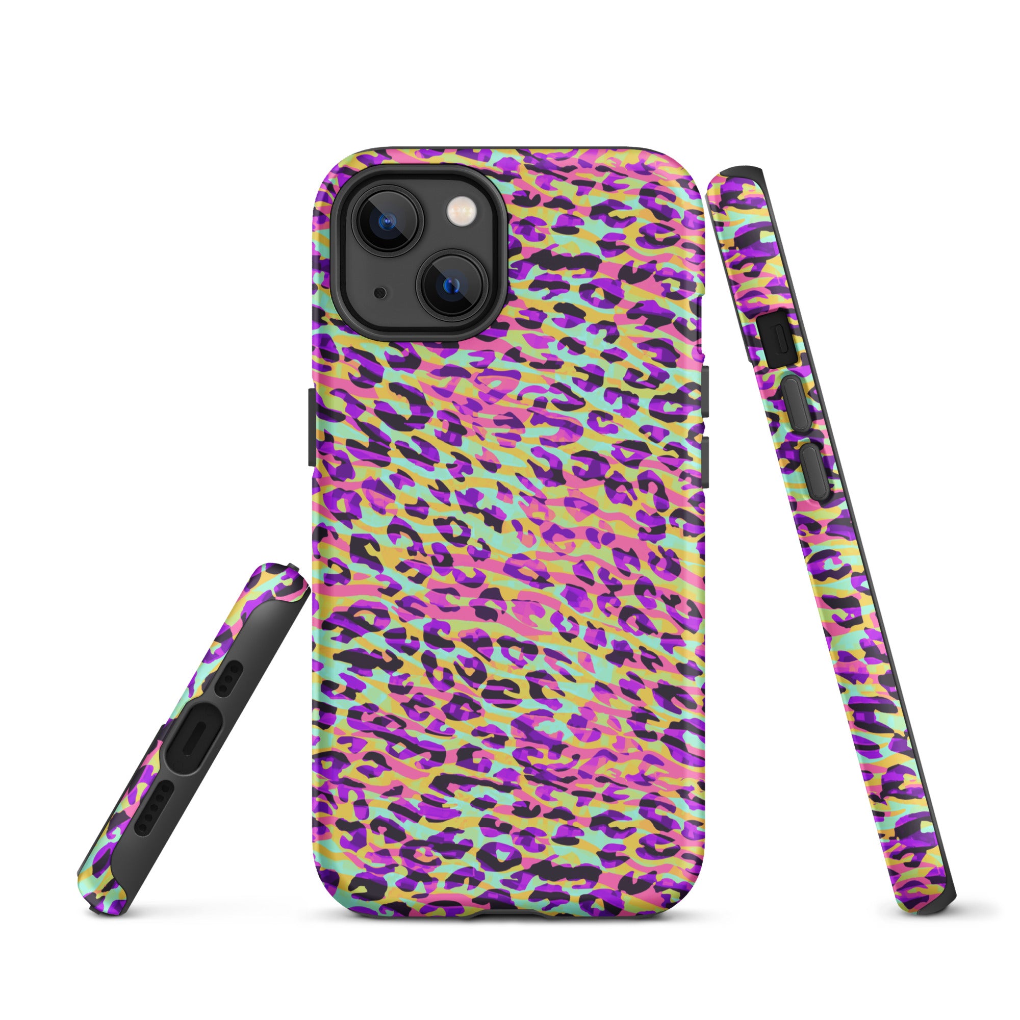 Tough Case for iPhone® Zebra and Leopard Print Pink with Yellow