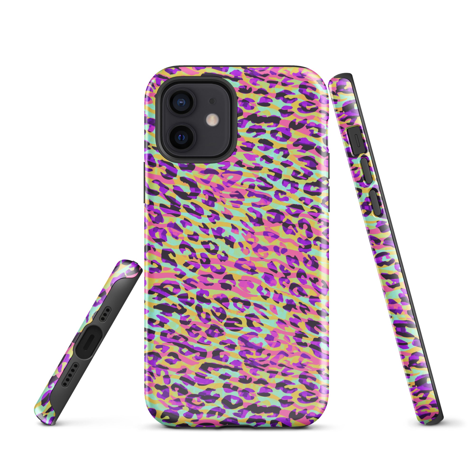 Tough Case for iPhone® Zebra and Leopard Print Pink with Yellow