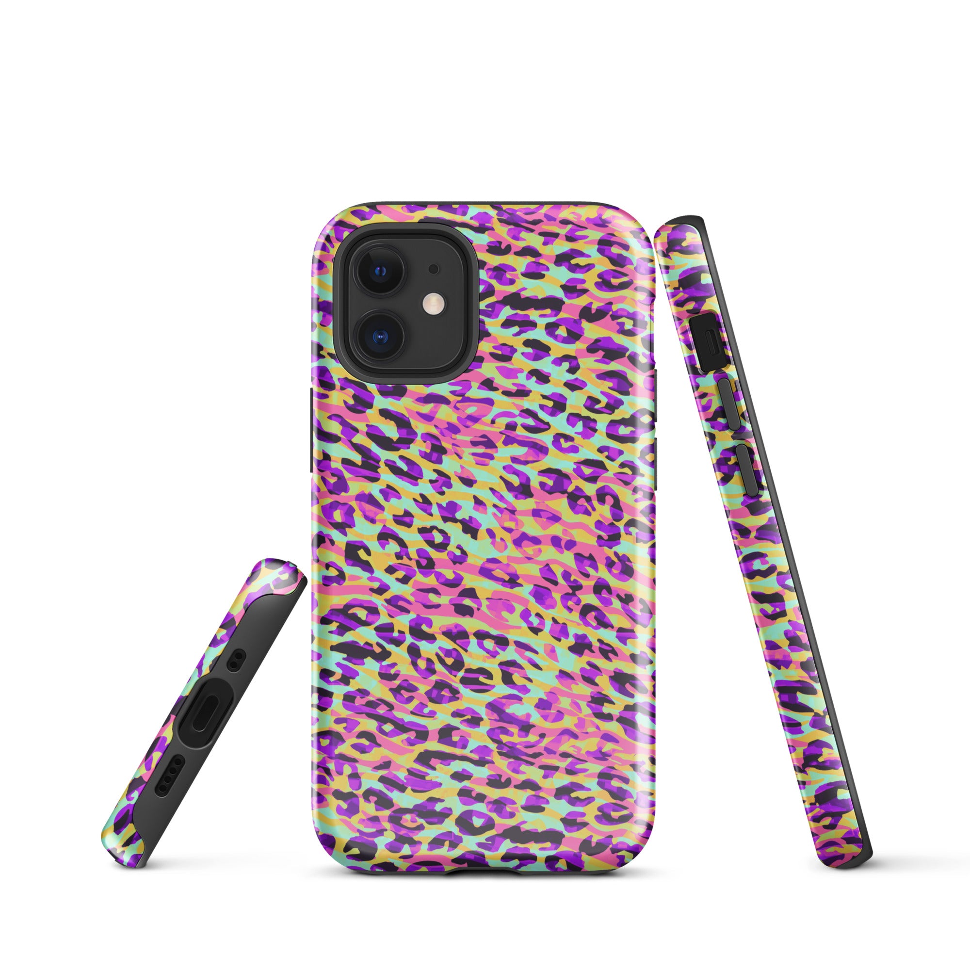 Tough Case for iPhone® Zebra and Leopard Print Pink with Yellow