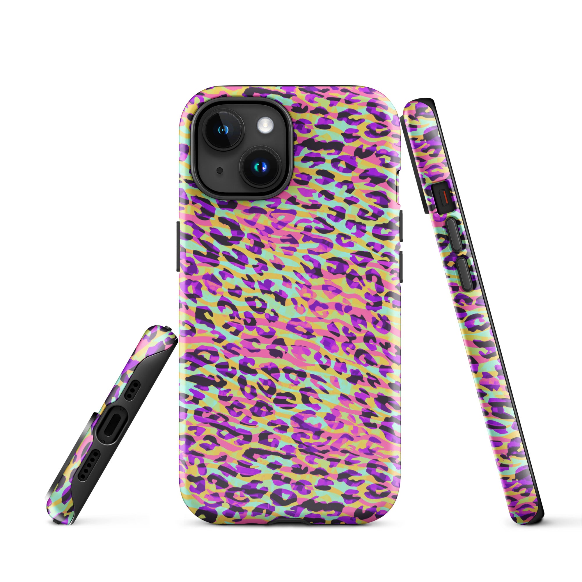 Tough Case for iPhone® Zebra and Leopard Print Pink with Yellow