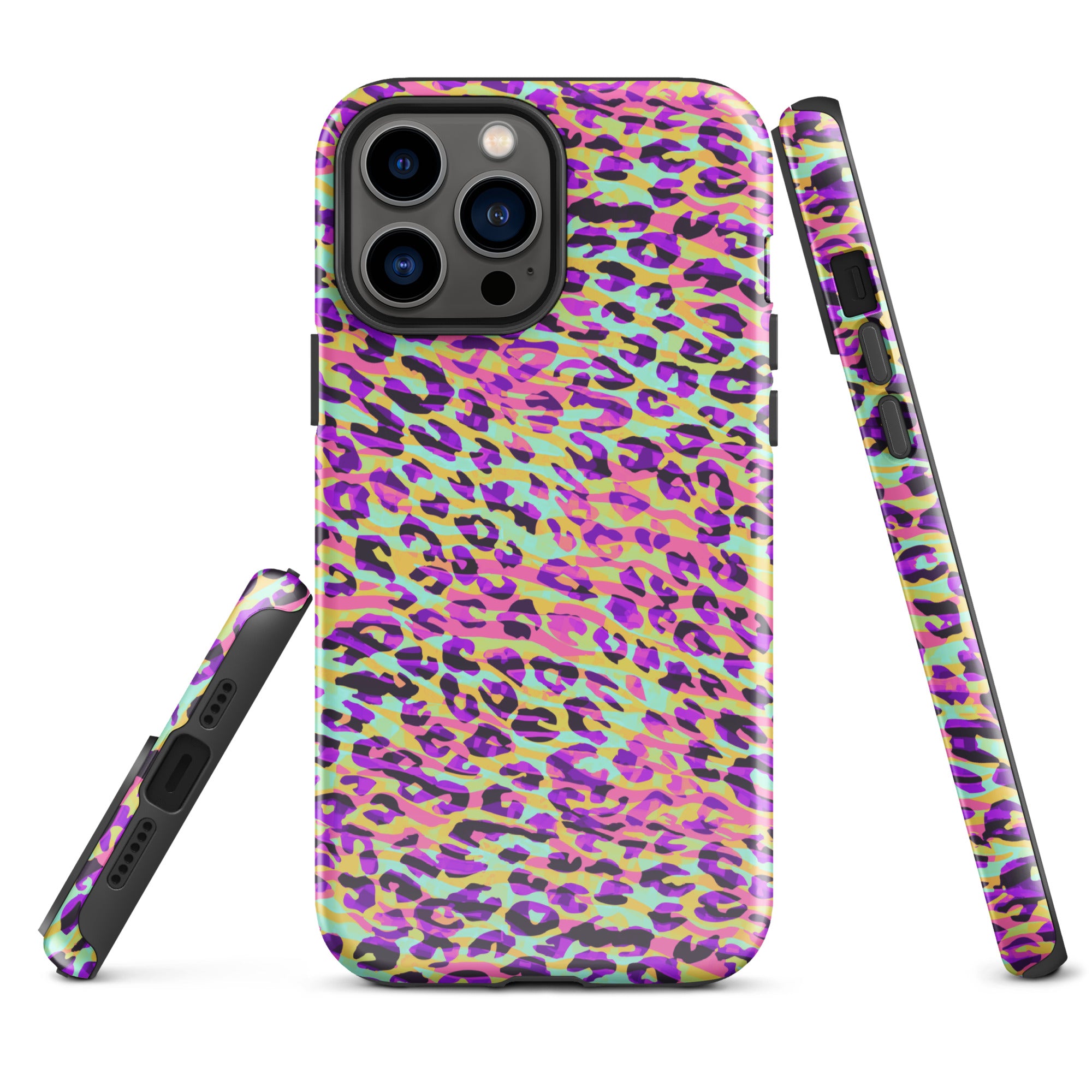 Tough Case for iPhone® Zebra and Leopard Print Pink with Yellow