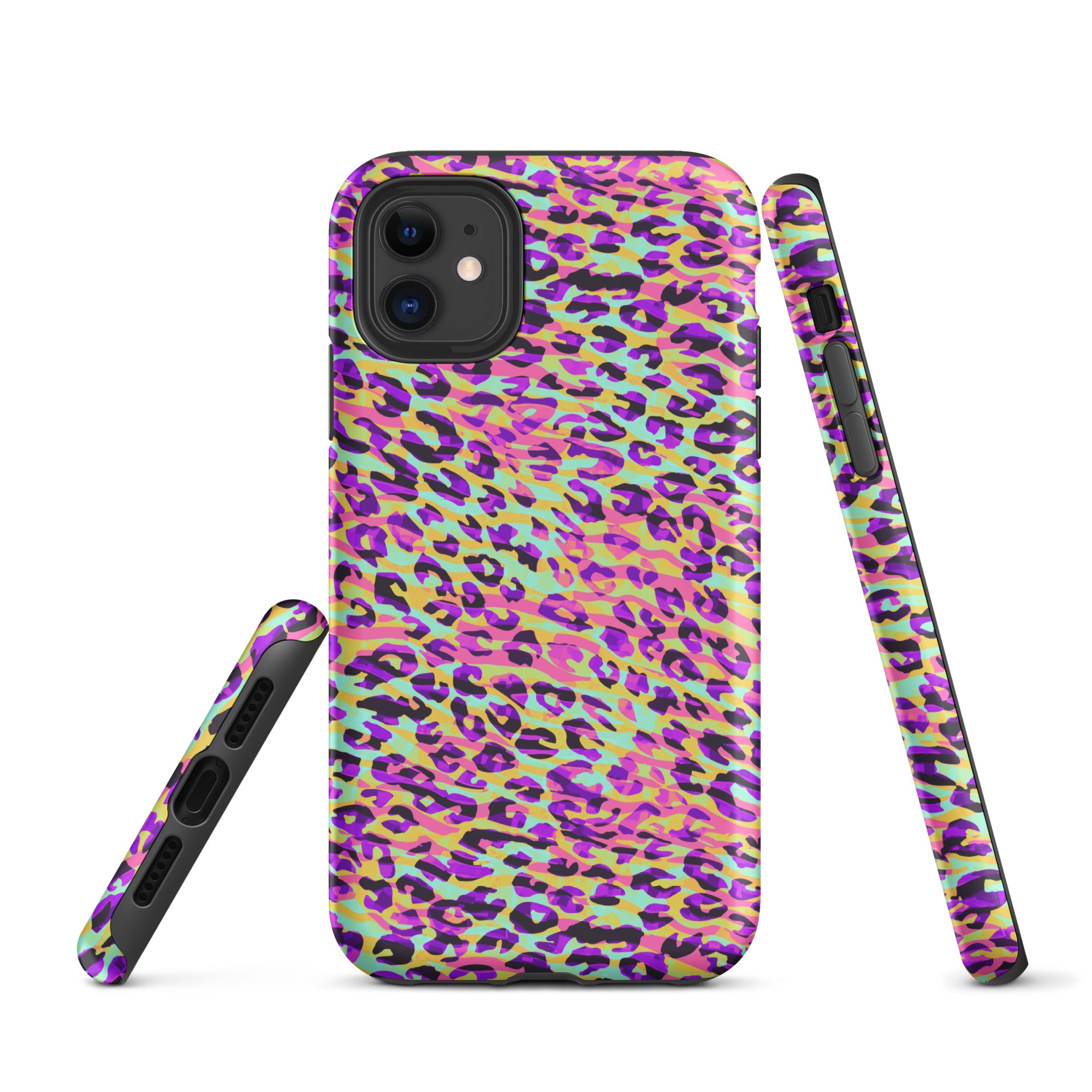 Tough Case for iPhone® Zebra and Leopard Print Pink with Yellow