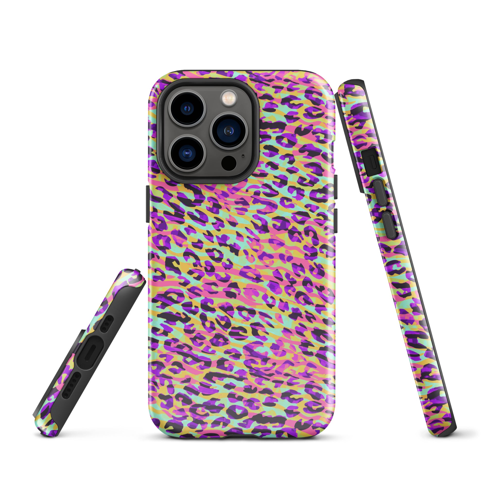Tough Case for iPhone® Zebra and Leopard Print Pink with Yellow