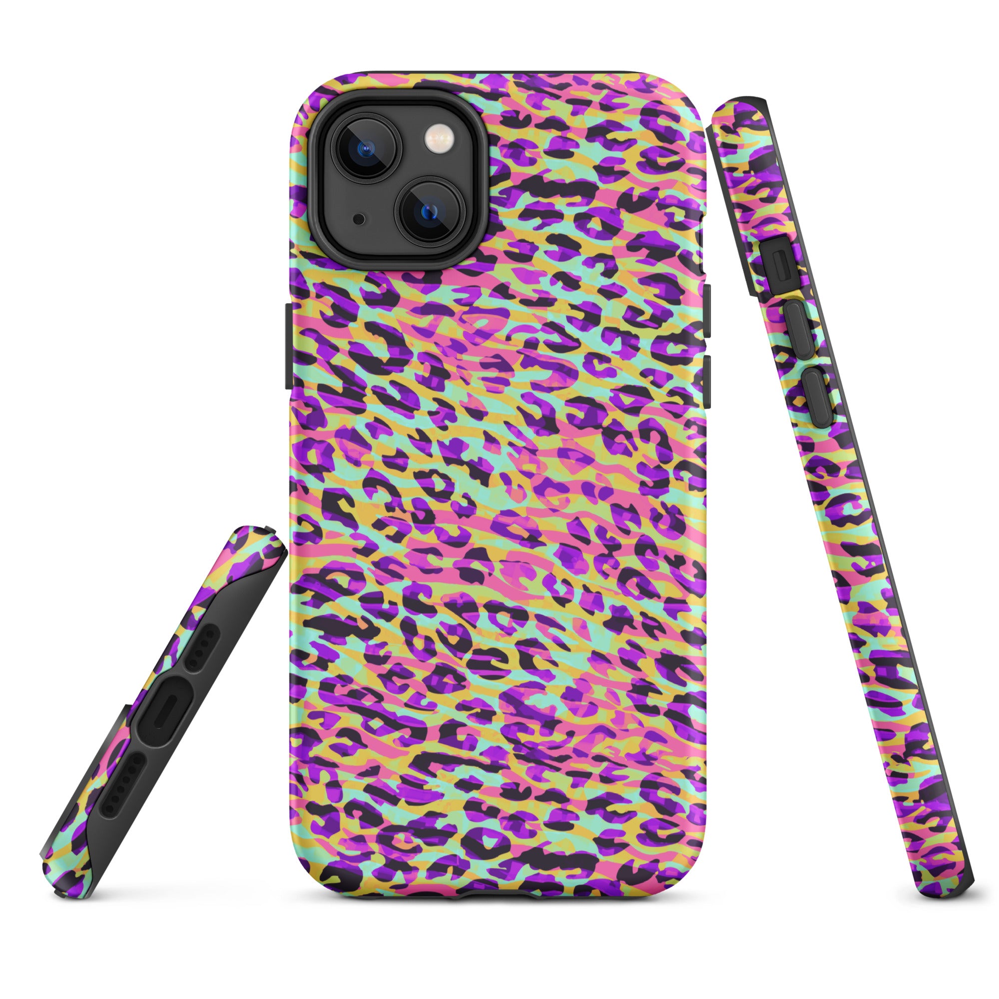 Tough Case for iPhone® Zebra and Leopard Print Pink with Yellow