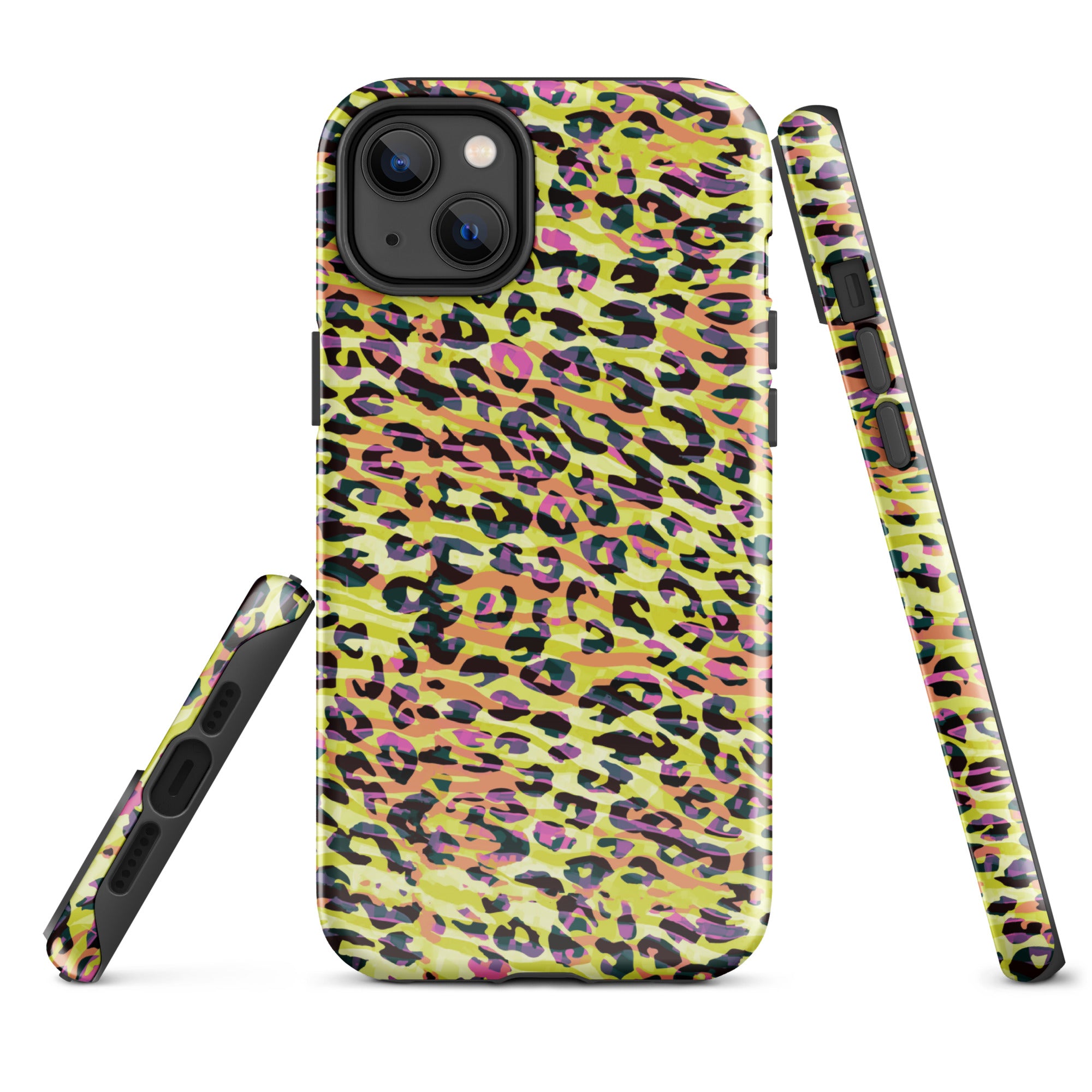 Tough Case for iPhone® Zebra and Leopard Print Yellow with Orange