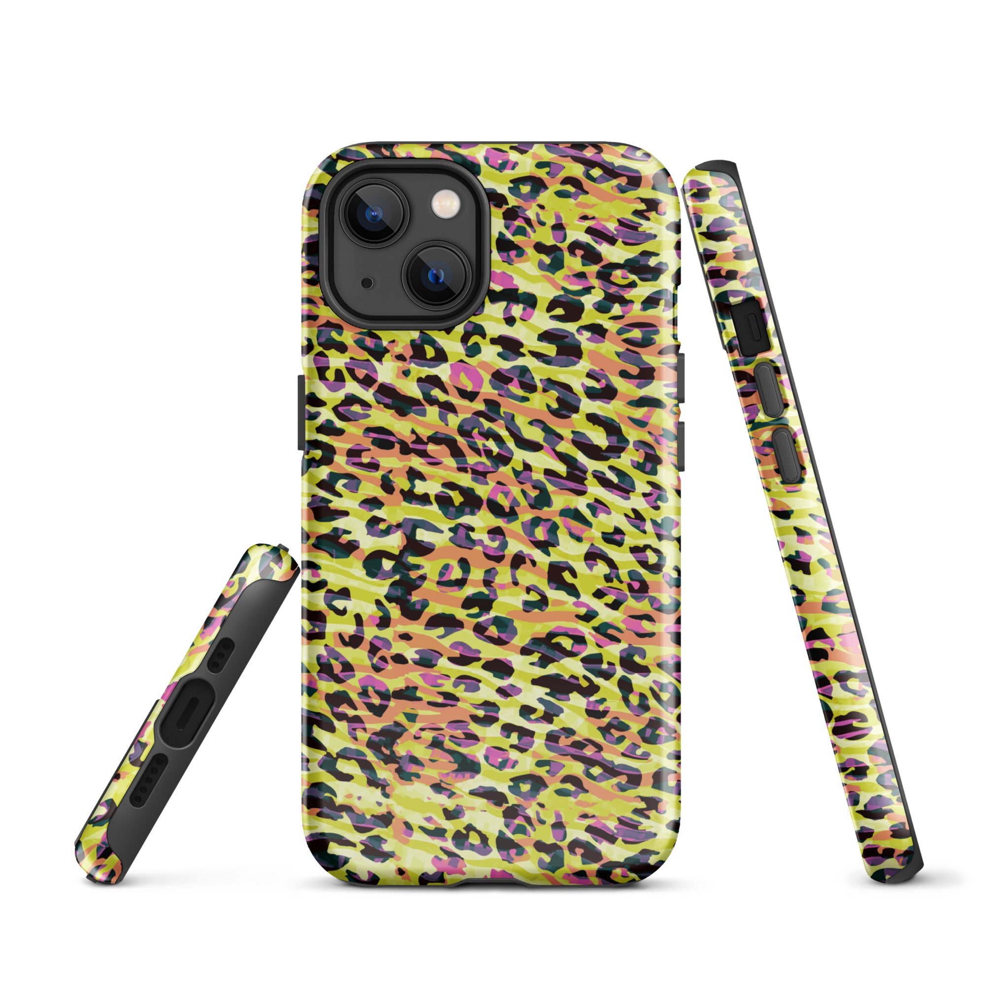 Tough Case for iPhone® Zebra and Leopard Print Yellow with Orange