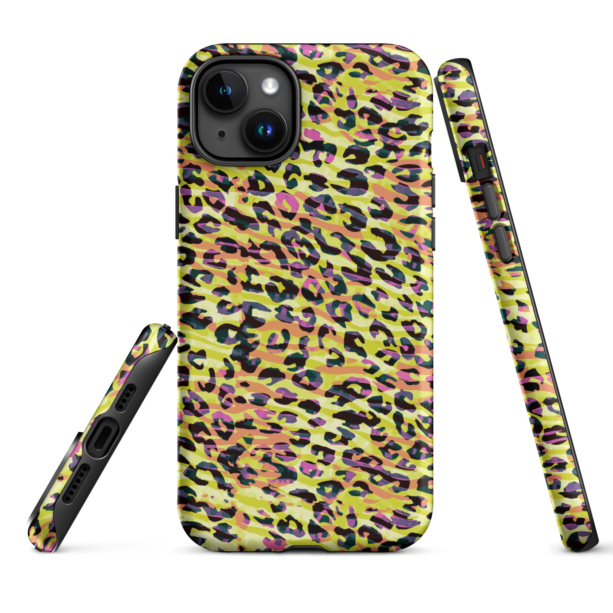 Tough Case for iPhone® Zebra and Leopard Print Yellow with Orange
