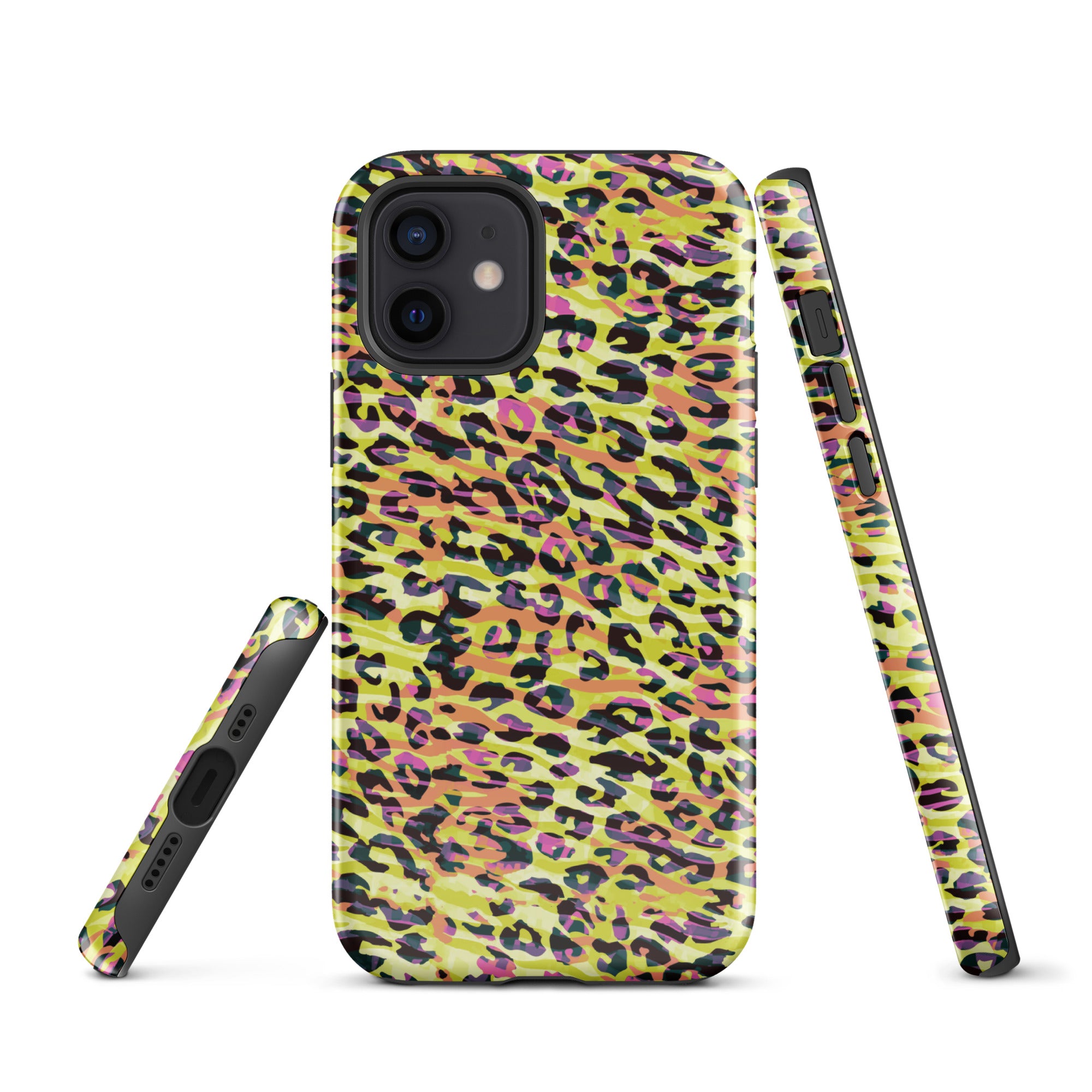 Tough Case for iPhone® Zebra and Leopard Print Yellow with Orange