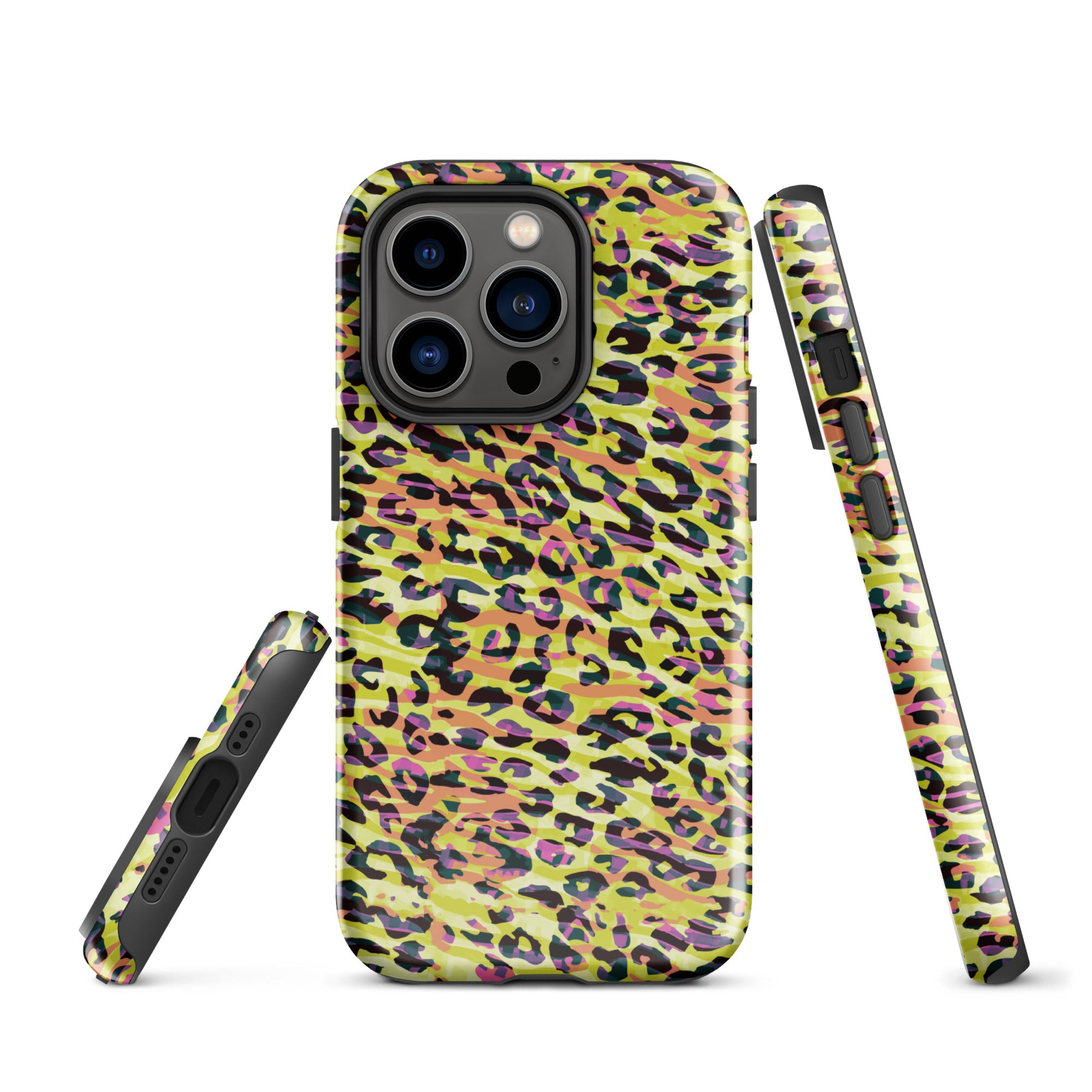 Tough Case for iPhone® Zebra and Leopard Print Yellow with Orange