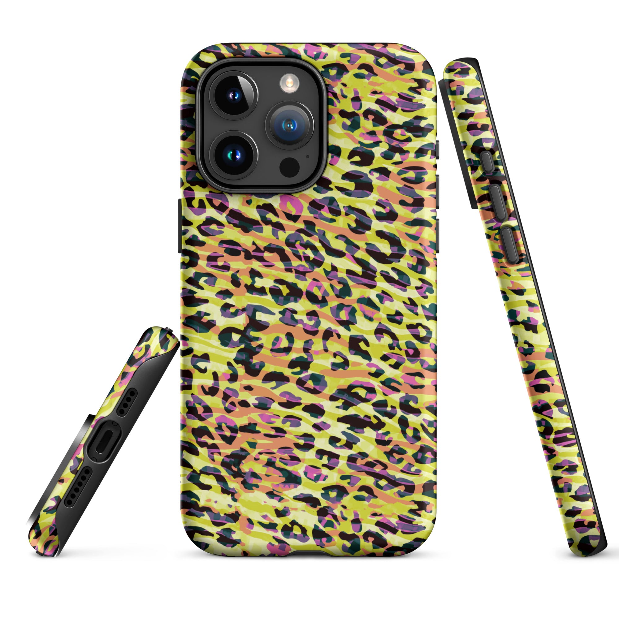 Tough Case for iPhone® Zebra and Leopard Print Yellow with Orange