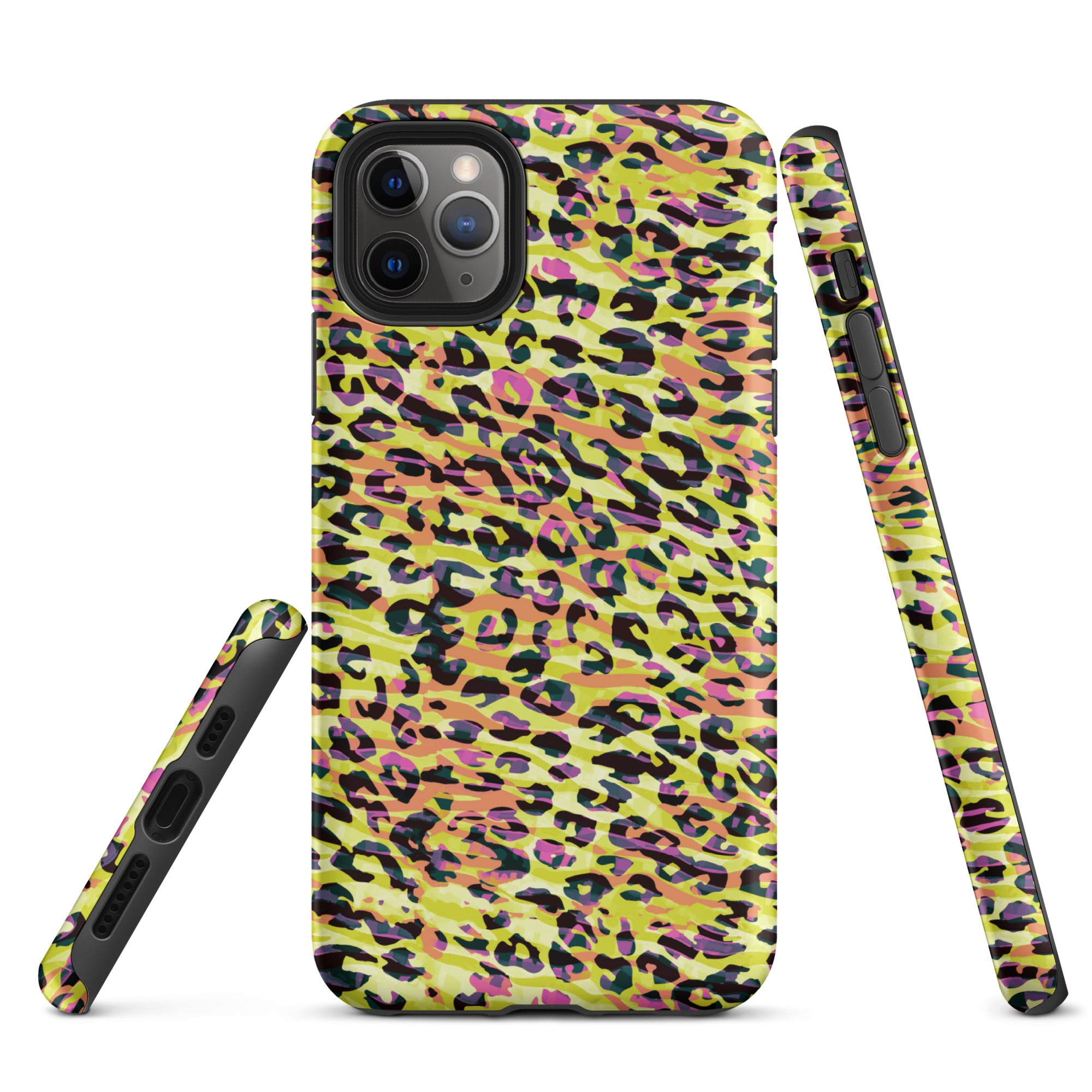 Tough Case for iPhone® Zebra and Leopard Print Yellow with Orange