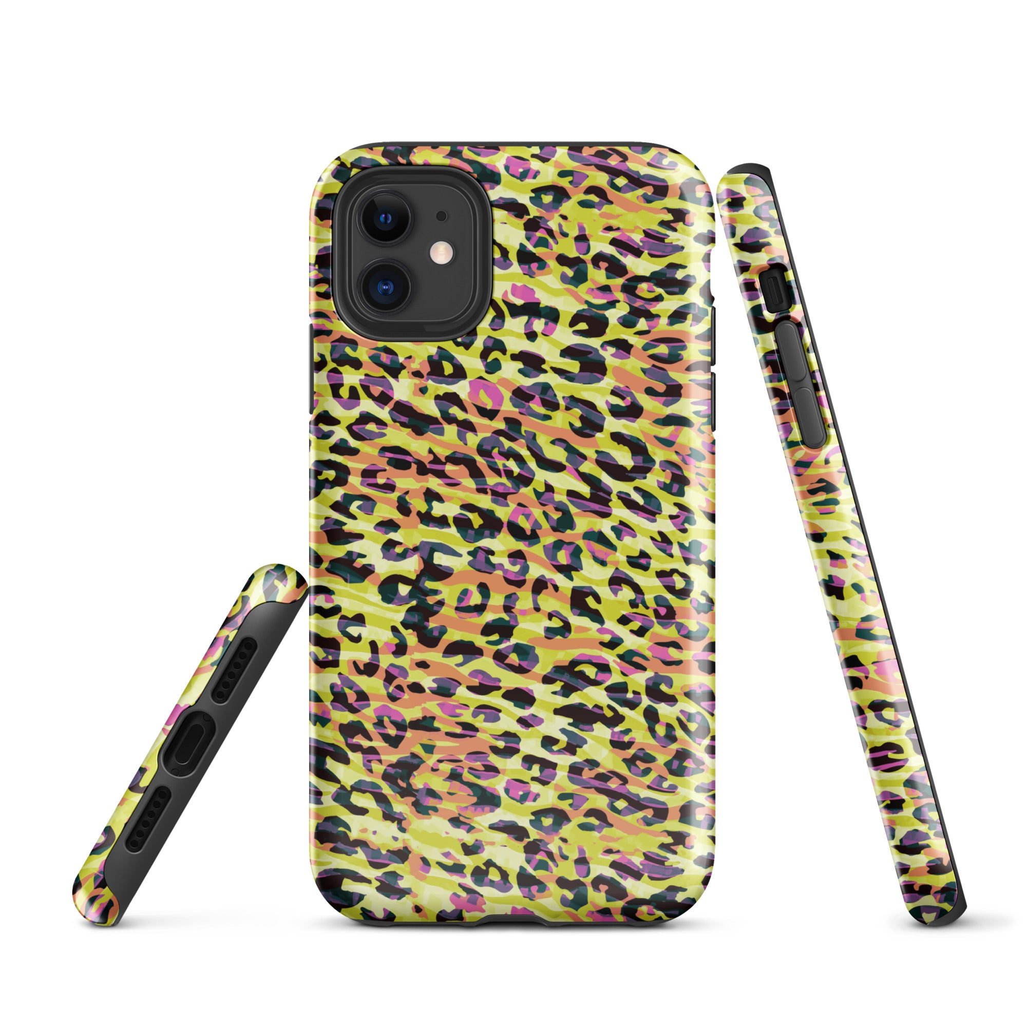 Tough Case for iPhone® Zebra and Leopard Print Yellow with Orange