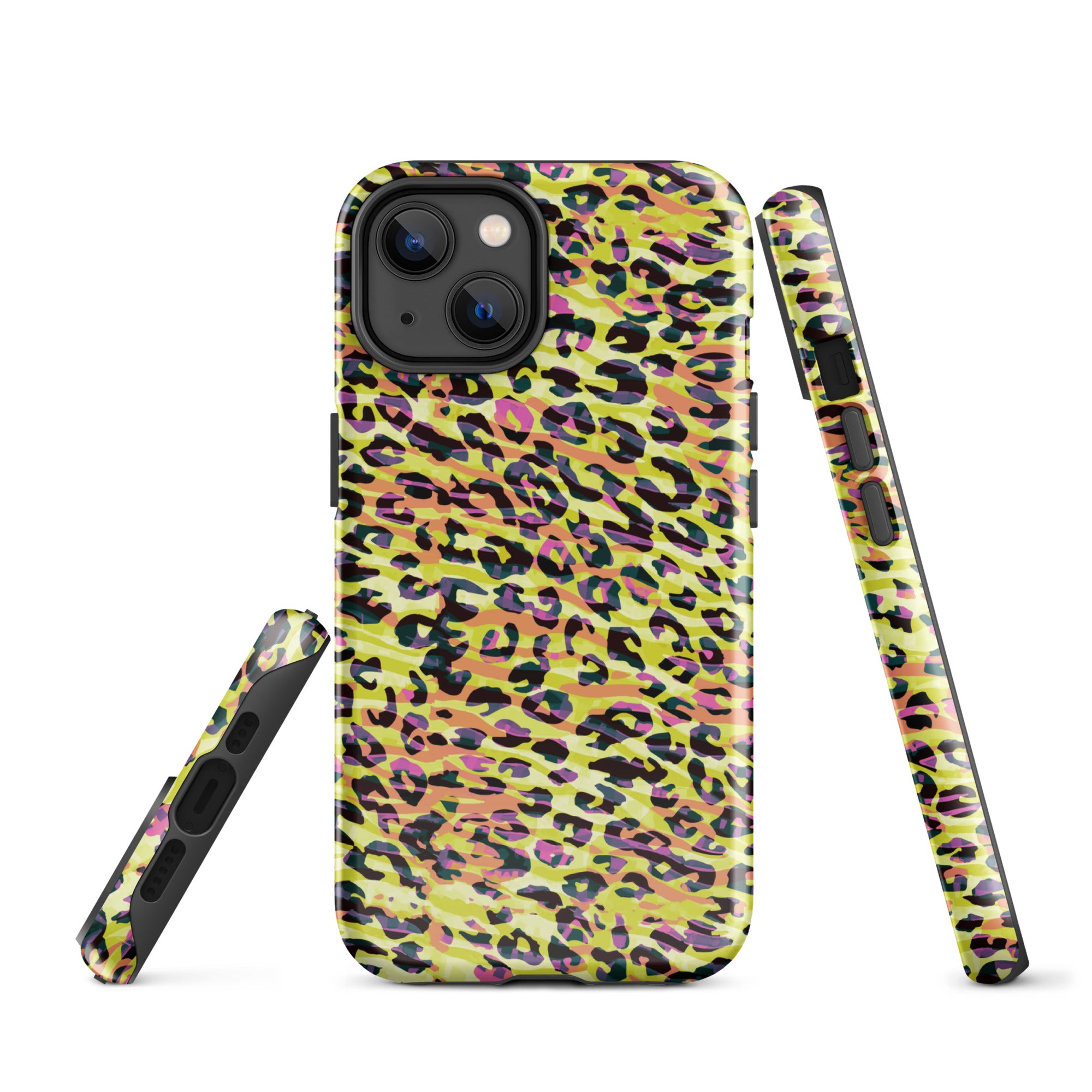 Tough Case for iPhone® Zebra and Leopard Print Yellow with Orange