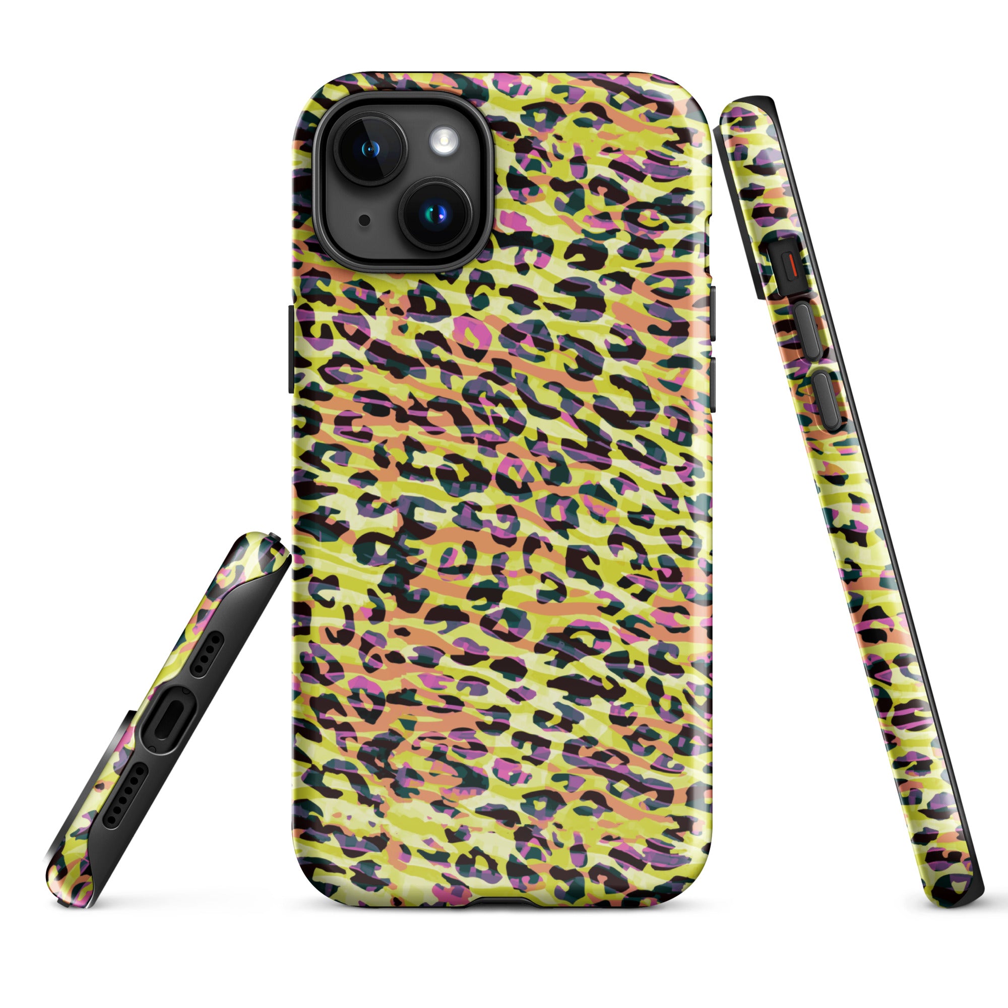 Tough Case for iPhone® Zebra and Leopard Print Yellow with Orange
