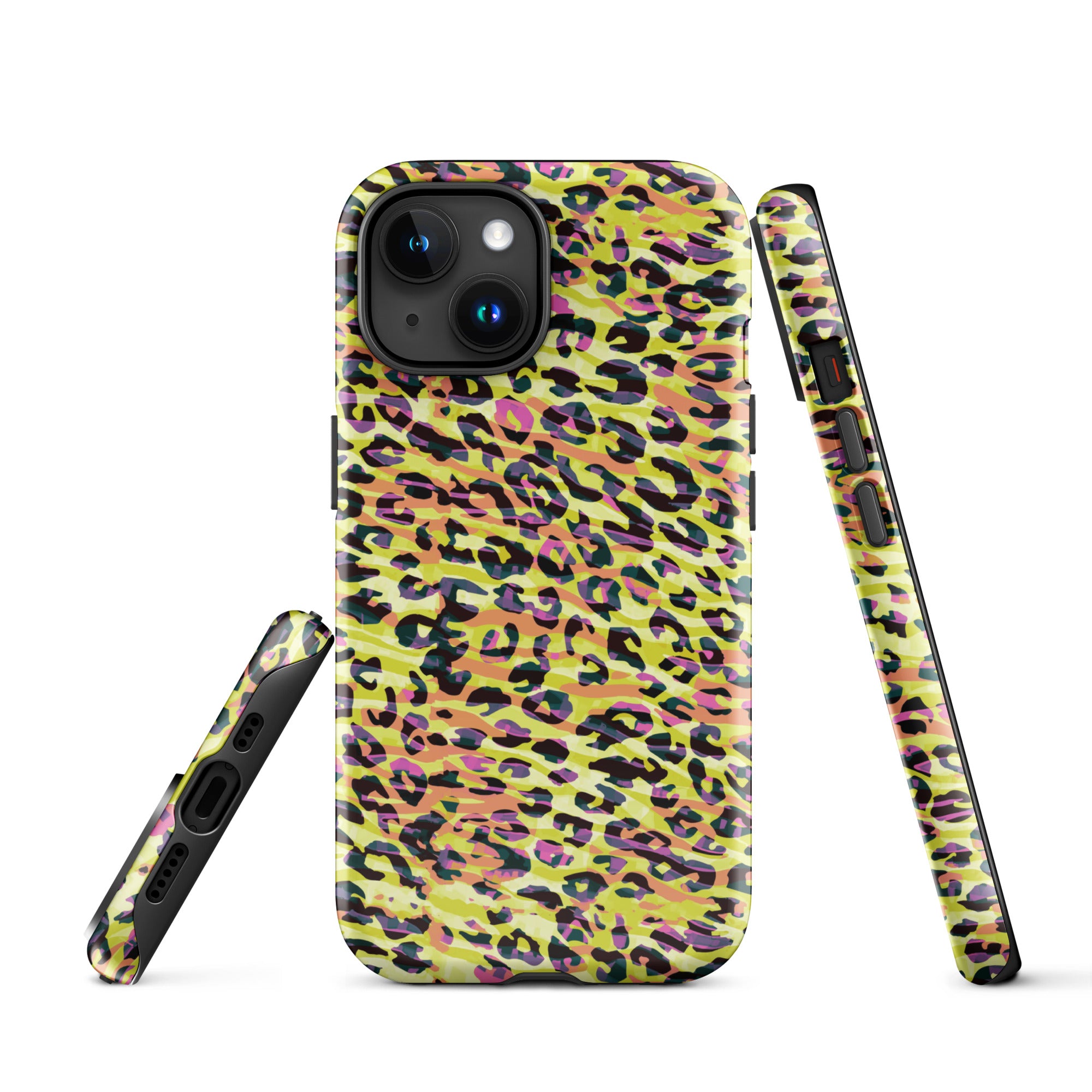 Tough Case for iPhone® Zebra and Leopard Print Yellow with Orange