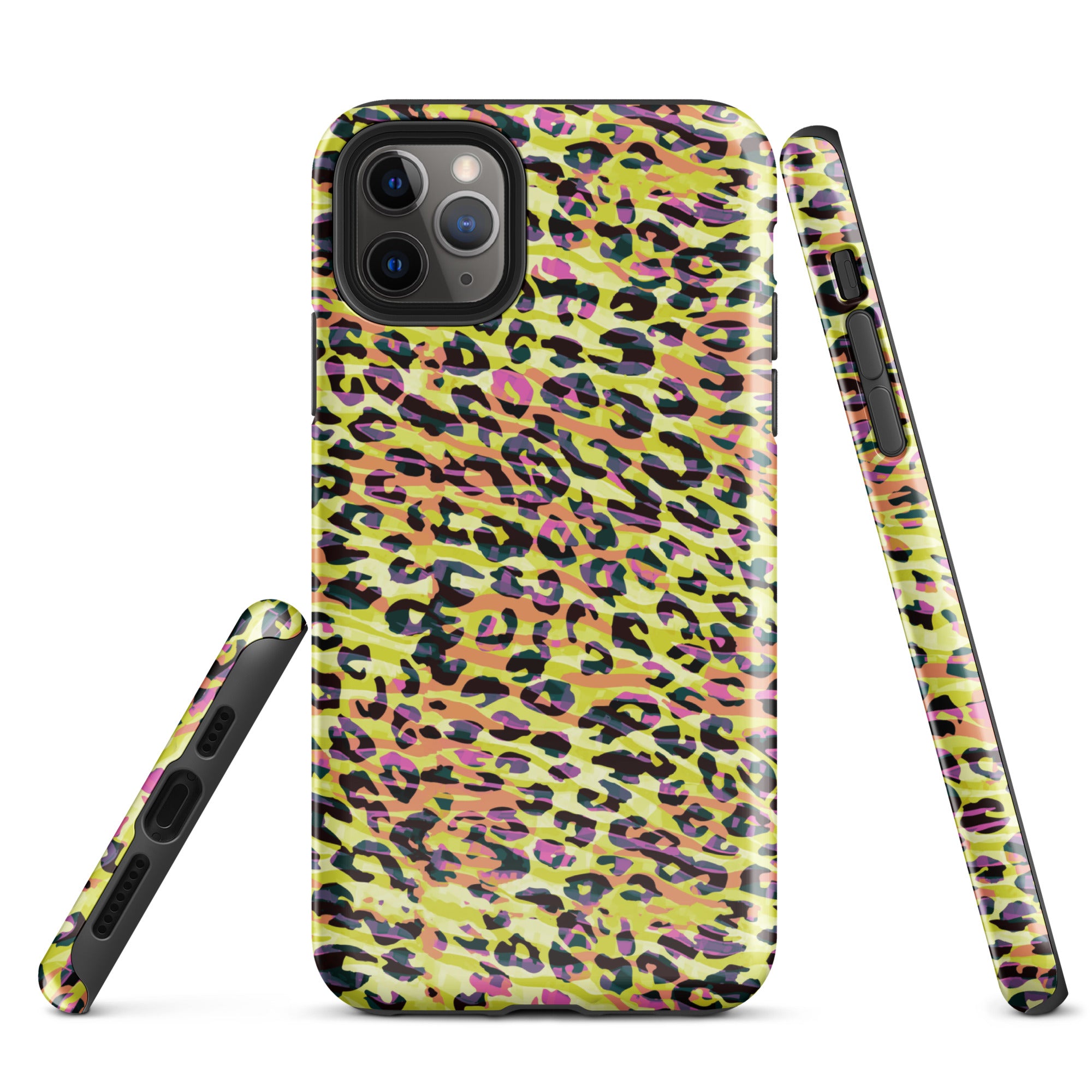 Tough Case for iPhone® Zebra and Leopard Print Yellow with Orange