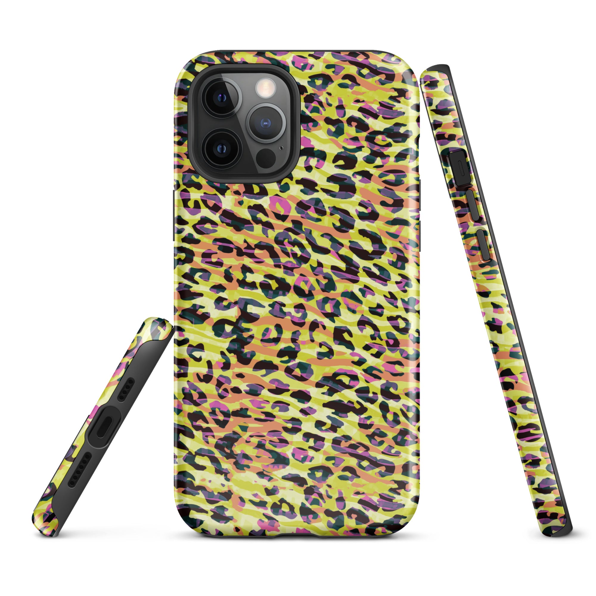 Tough Case for iPhone® Zebra and Leopard Print Yellow with Orange