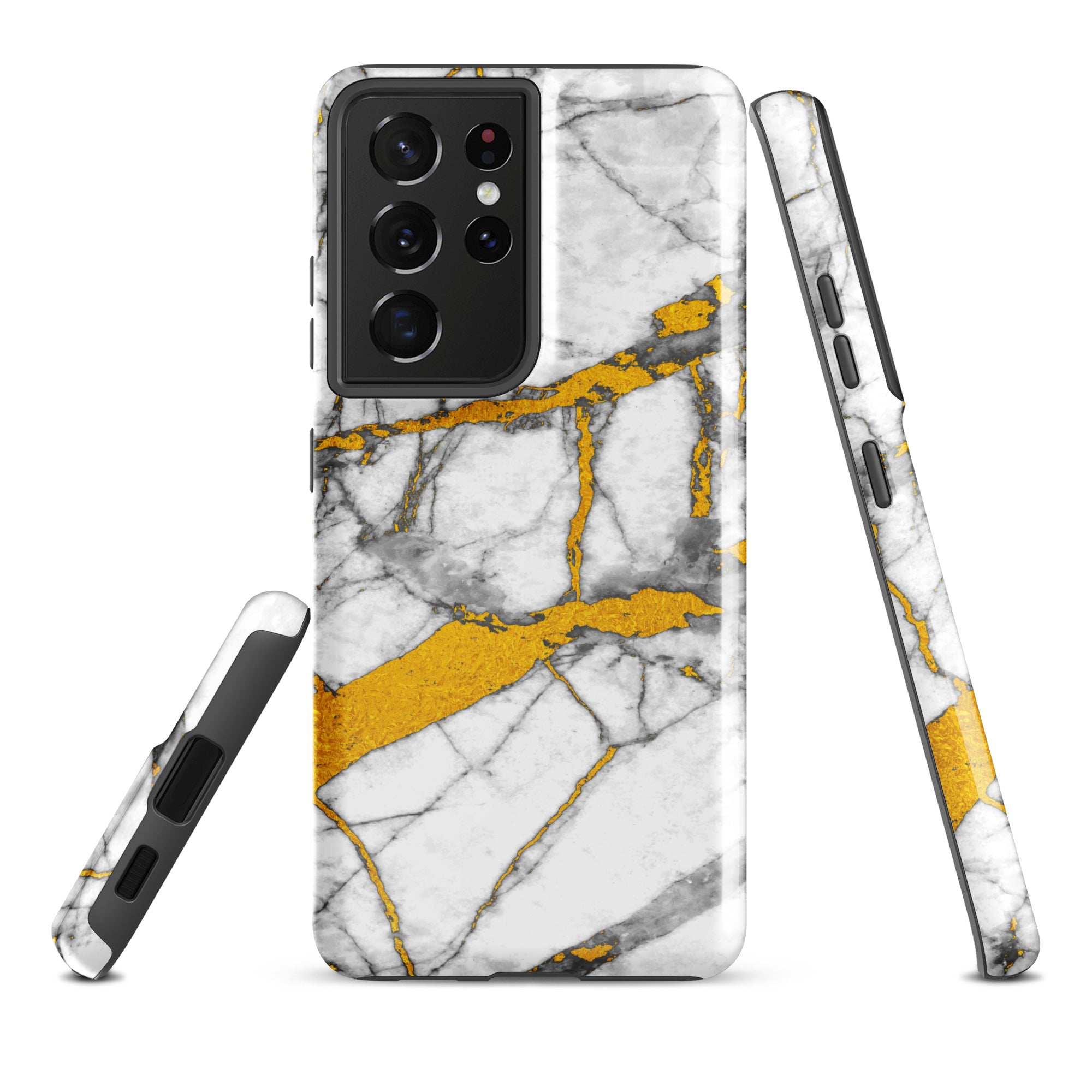 Tough case for Samsung® Marble White and Gold
