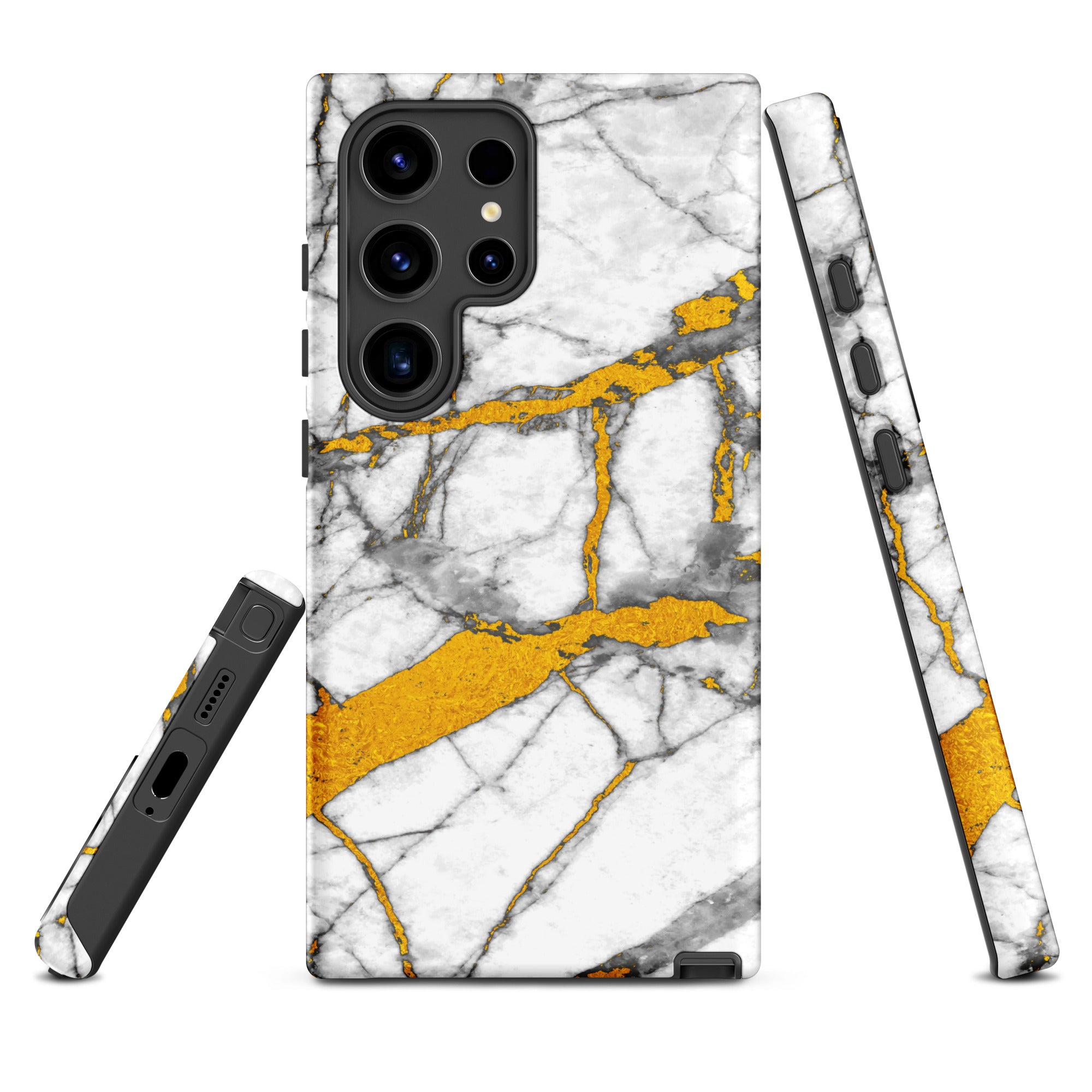 Tough case for Samsung® Marble White and Gold