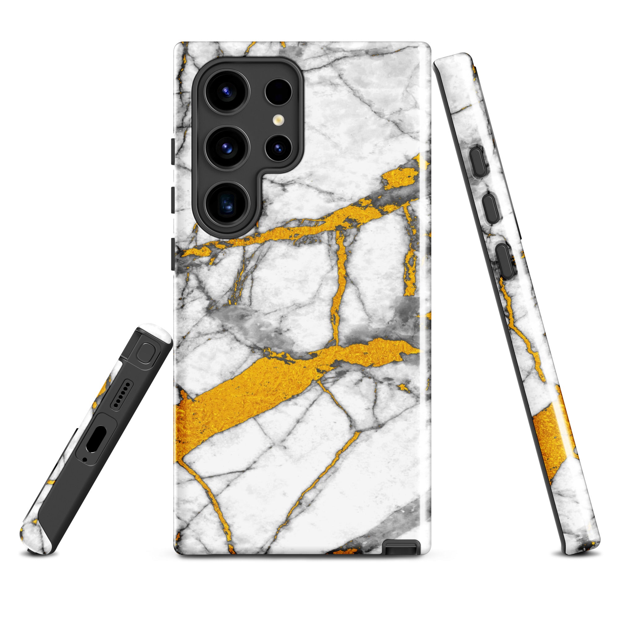 Tough case for Samsung® Marble White and Gold