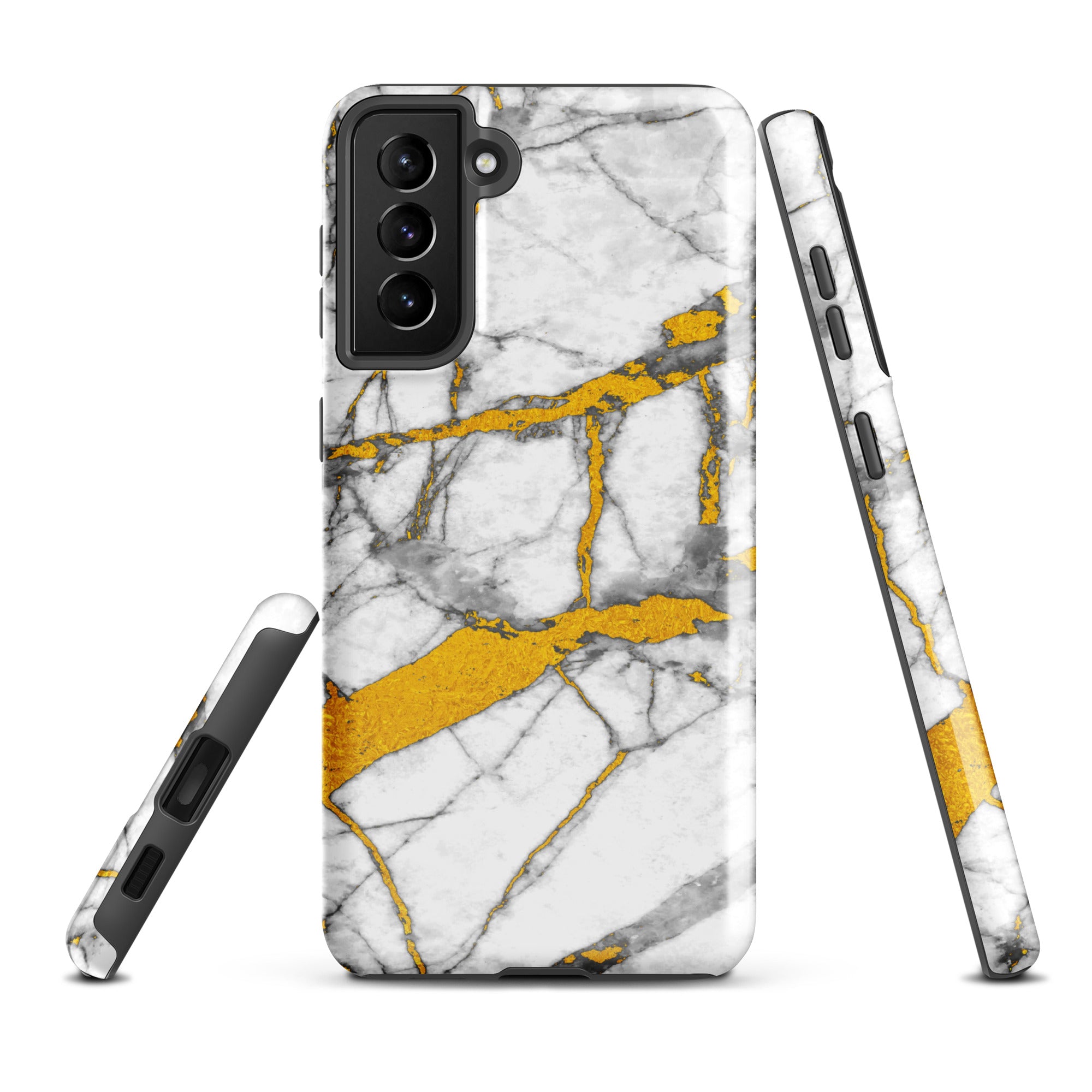 Tough case for Samsung® Marble White and Gold