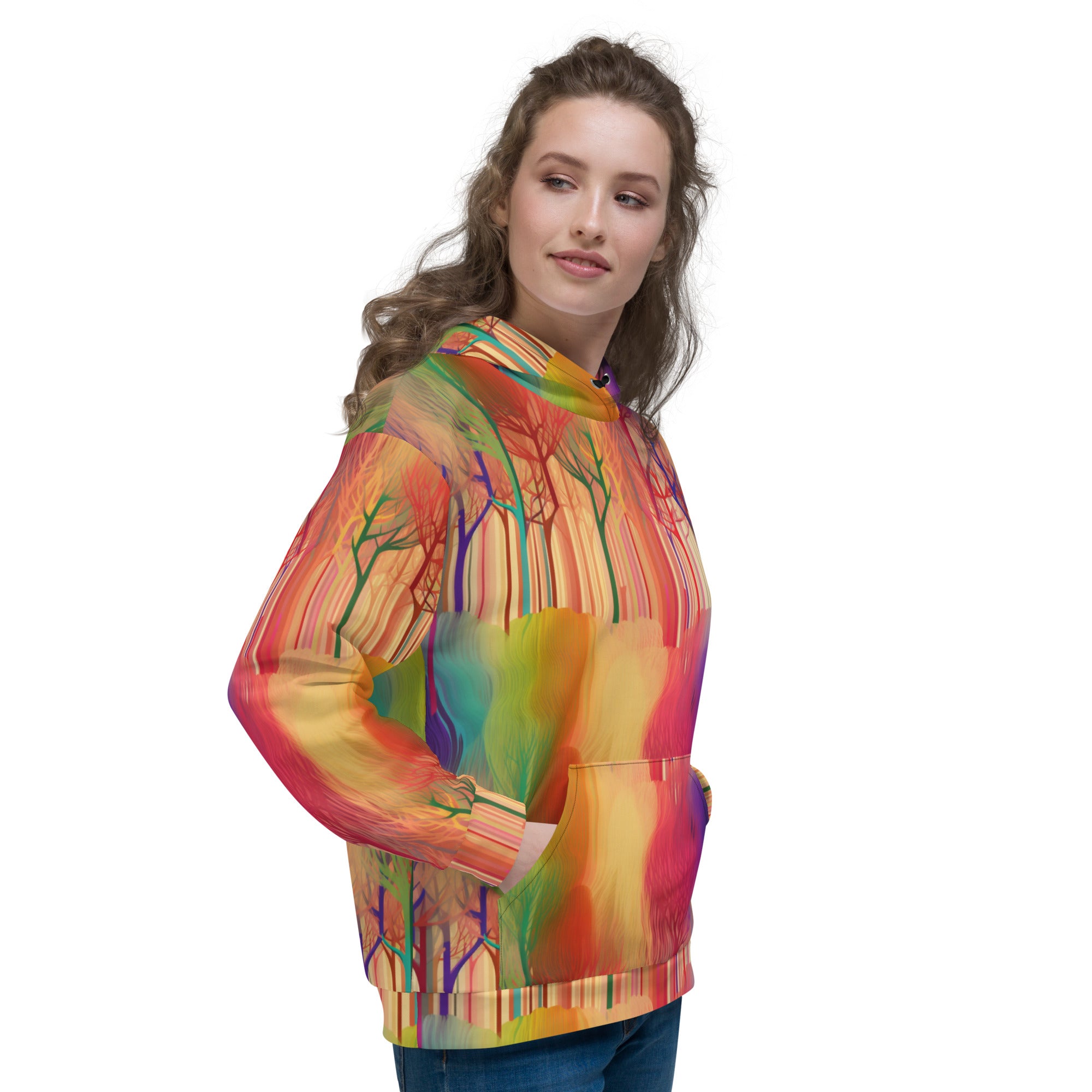 Unisex Hoodie Abstract Rainbow Forest Pattern I